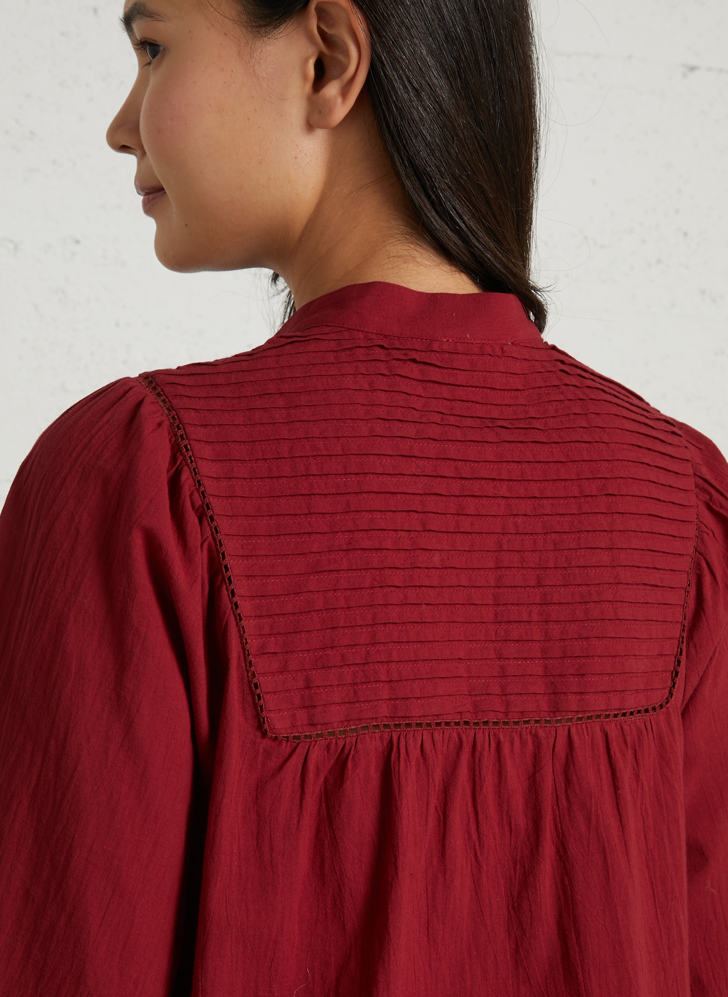 Katoenen blouse met ronde hals THE KORNER Rood