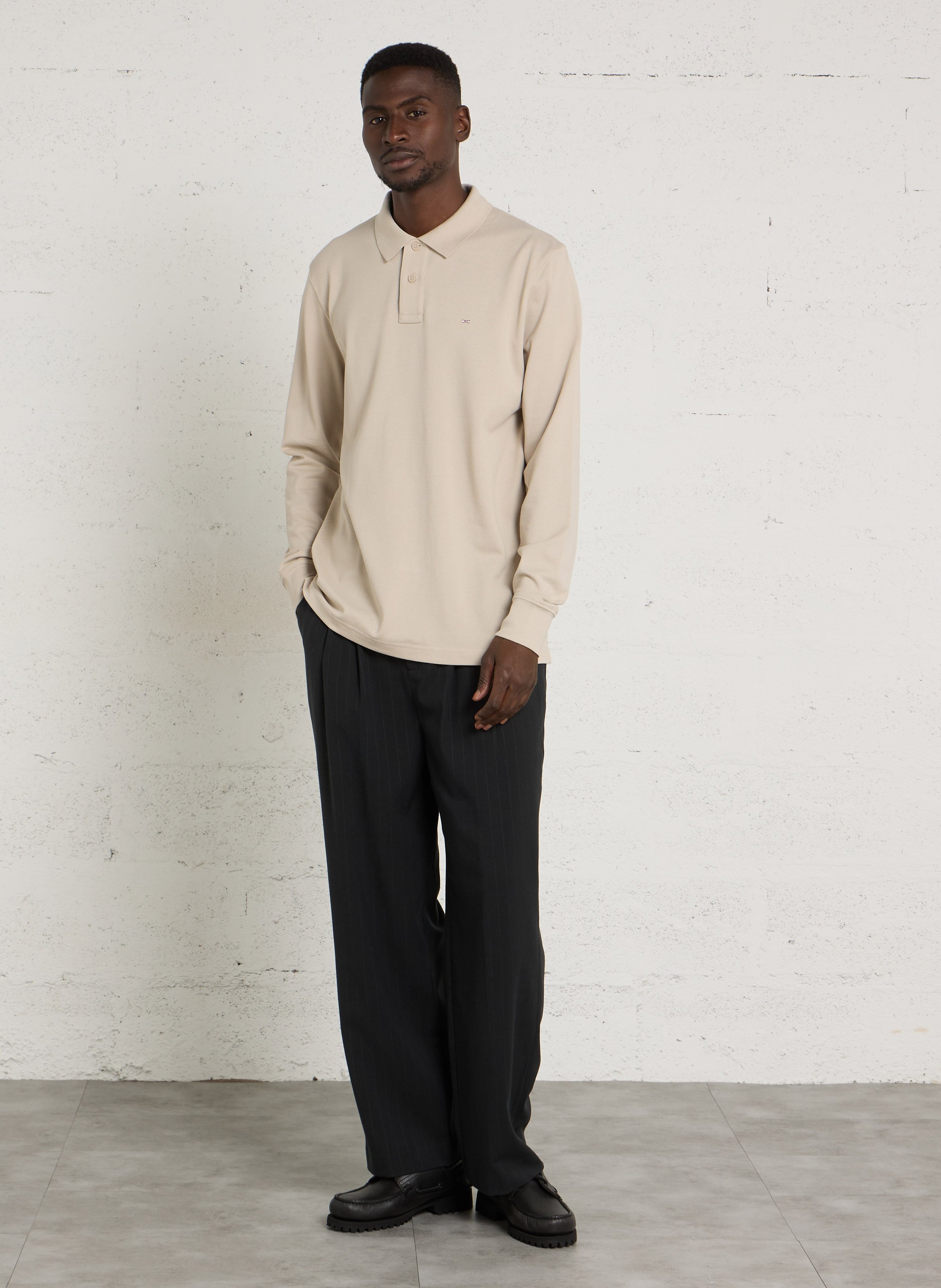 Langarm-Poloshirt aus Baumwolle EDEN PARK Beige