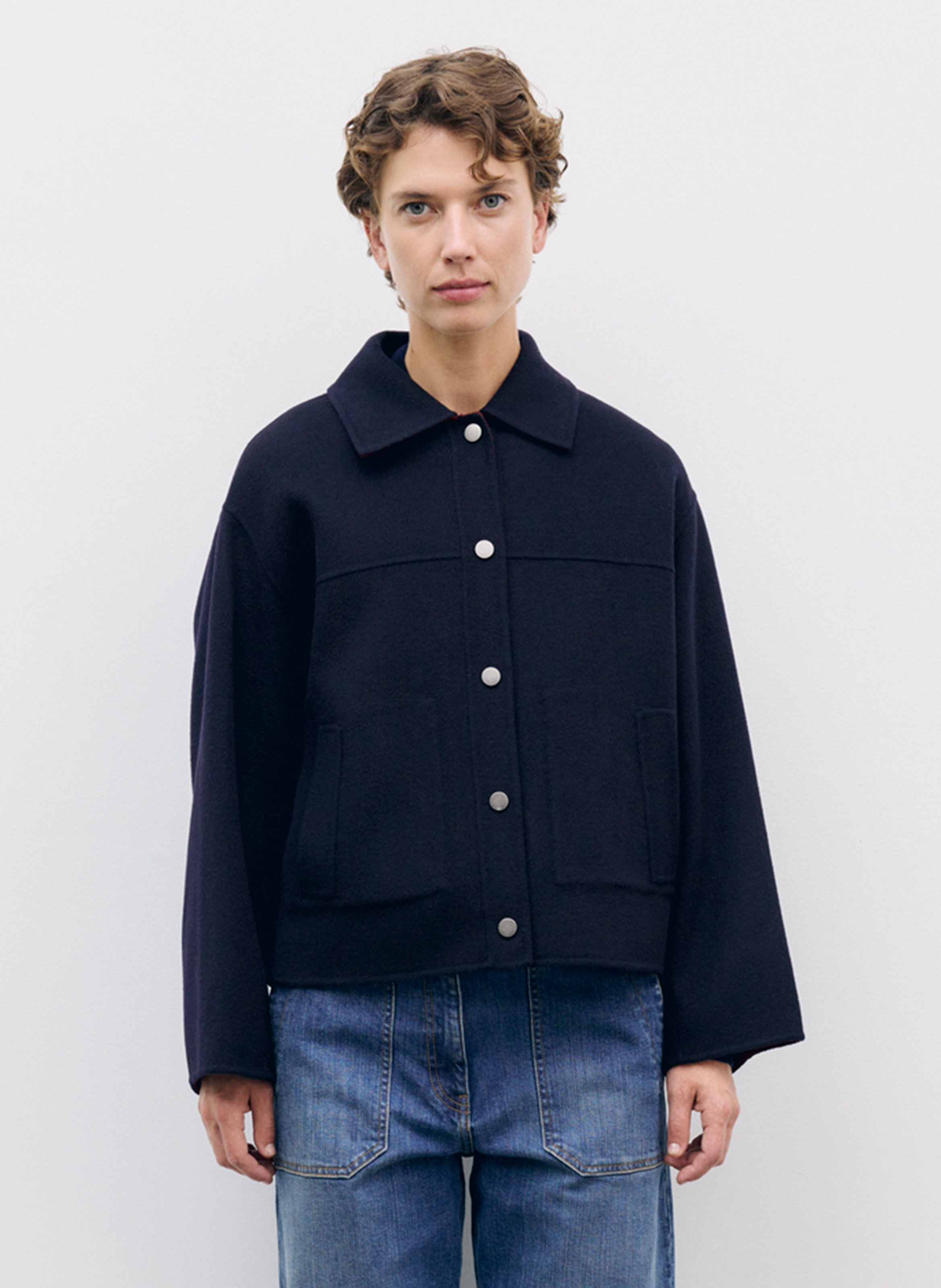 Plain buttoned wool coat GERARD DAREL Blue