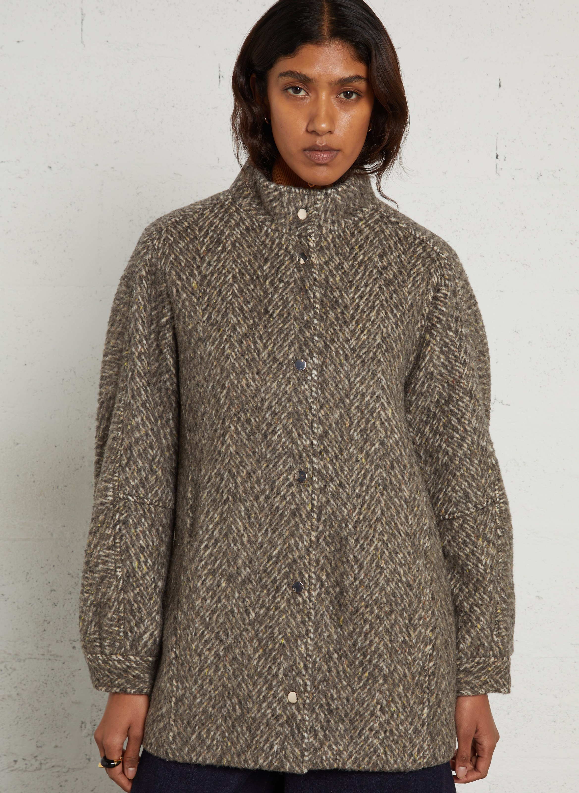 Manteau long droit à col montant  MAISON 123 Marron