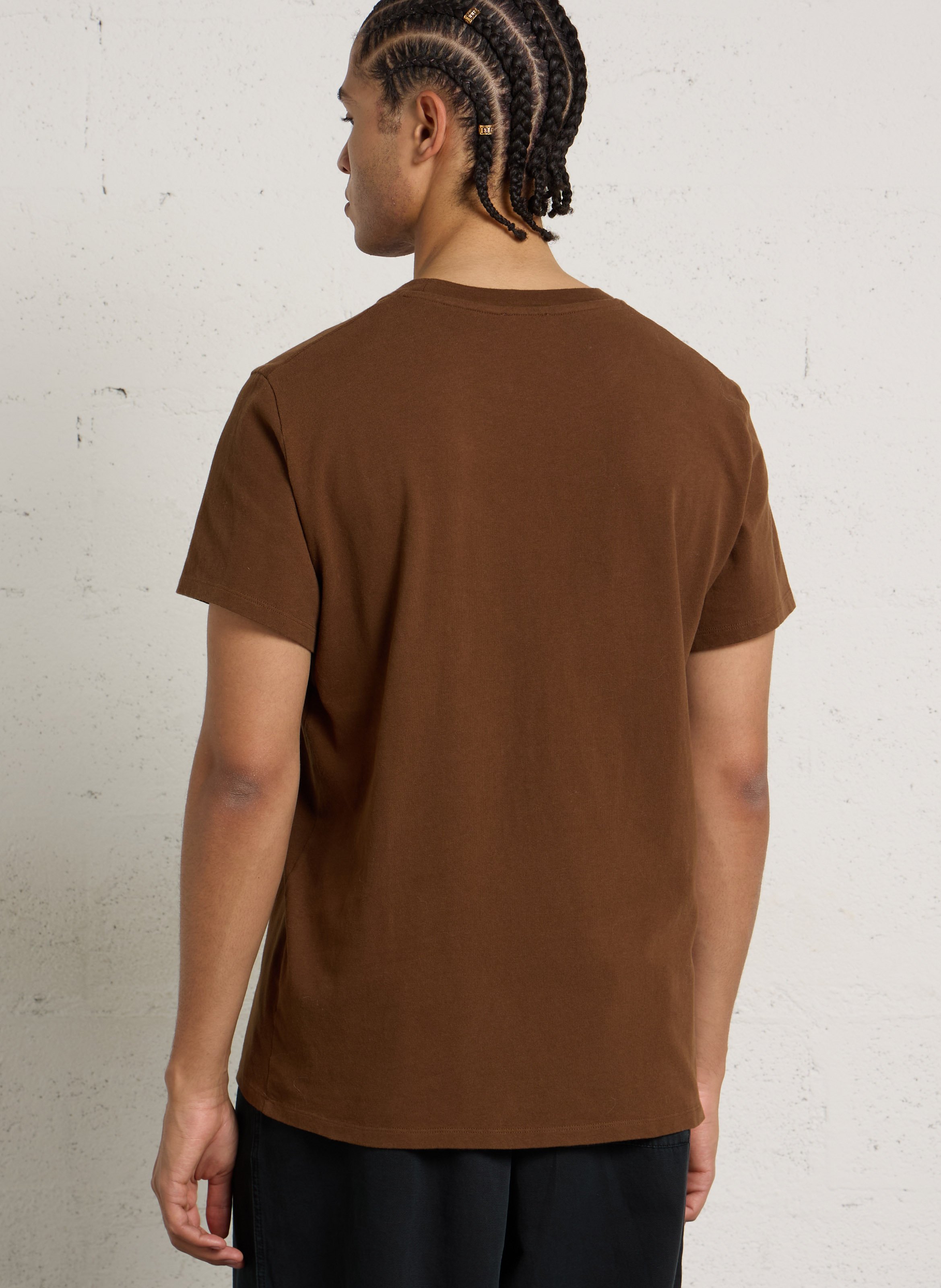 Tee-shirt droit col rond en coton AMERICAN VINTAGE Marron