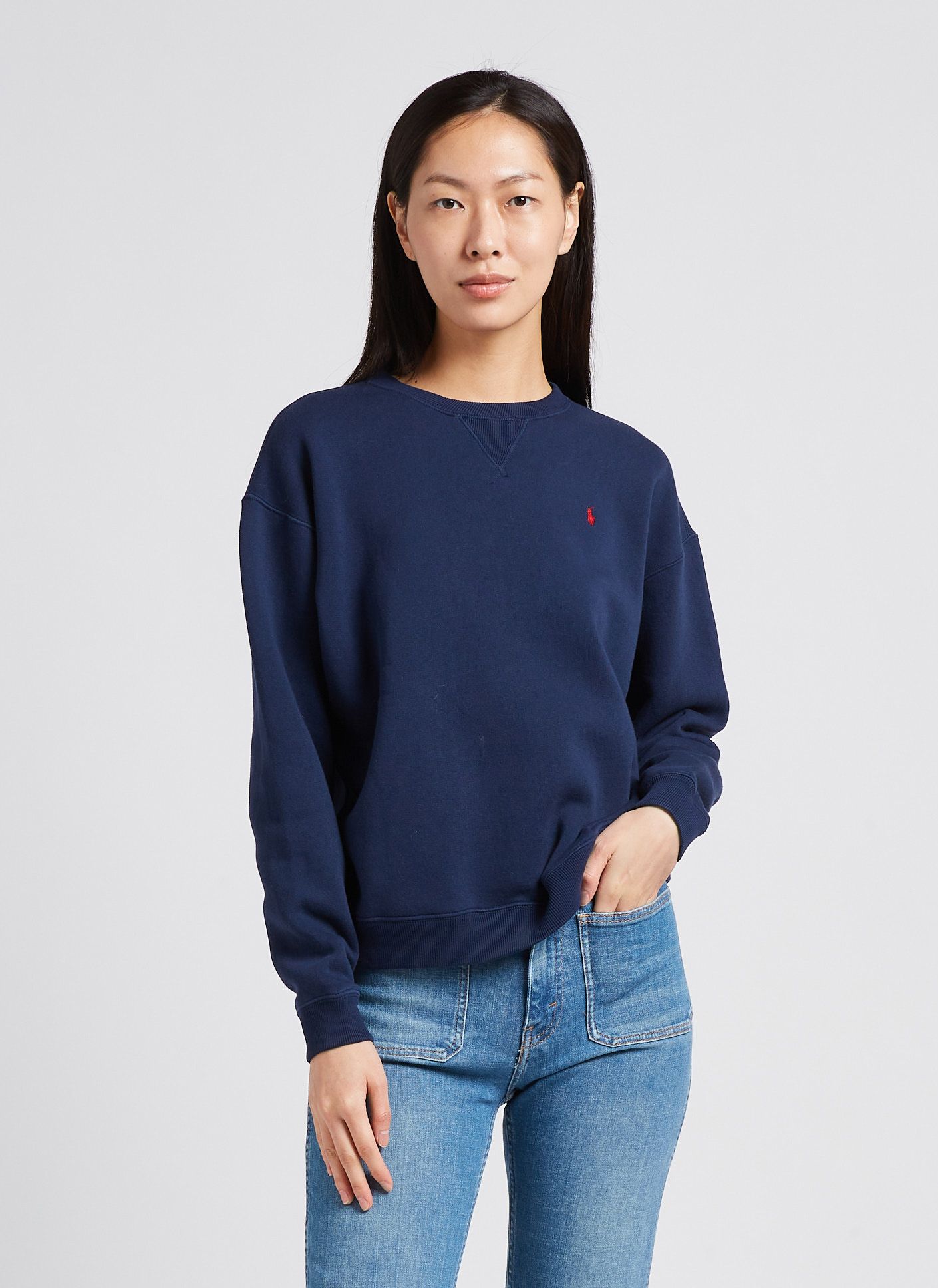 Sweater Met Ronde Hals En Borduursel Katoenblend Navy Polo Ralph