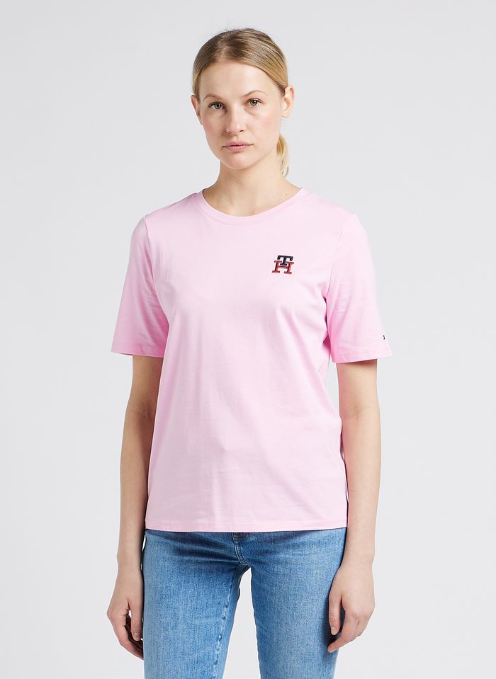 Intuïtie Woedend zijn T-shirt Van Biokatoen Met Ronde Hals En Borduursel Classic Pink Tommy  Hilfiger - Dames | Place des Tendances