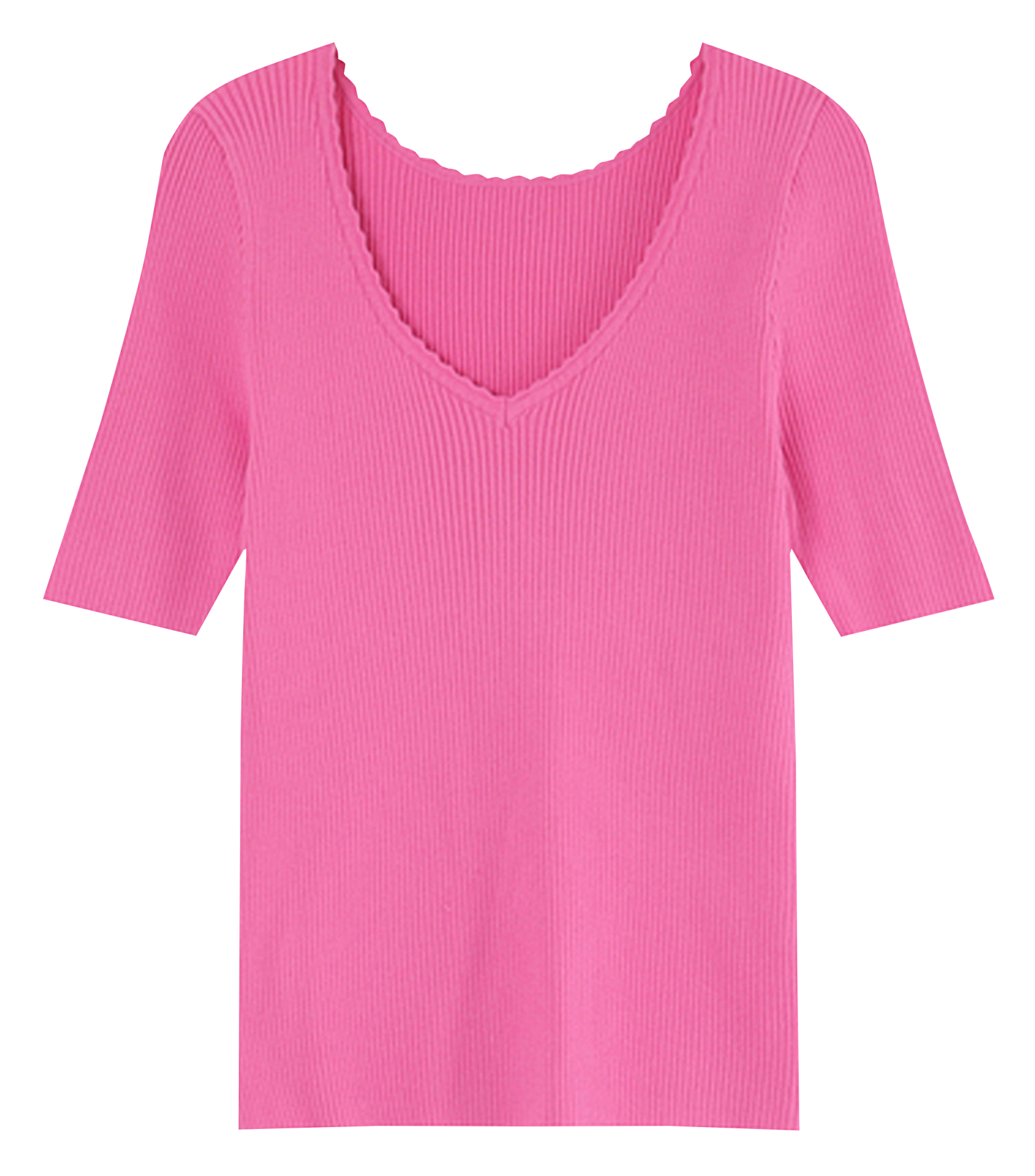 Pull manches courtes festonné GRACE ET MILA Rose