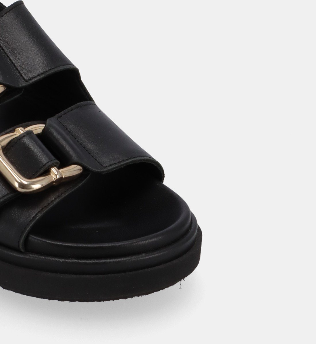 Flat leather sandals ALOHAS Black