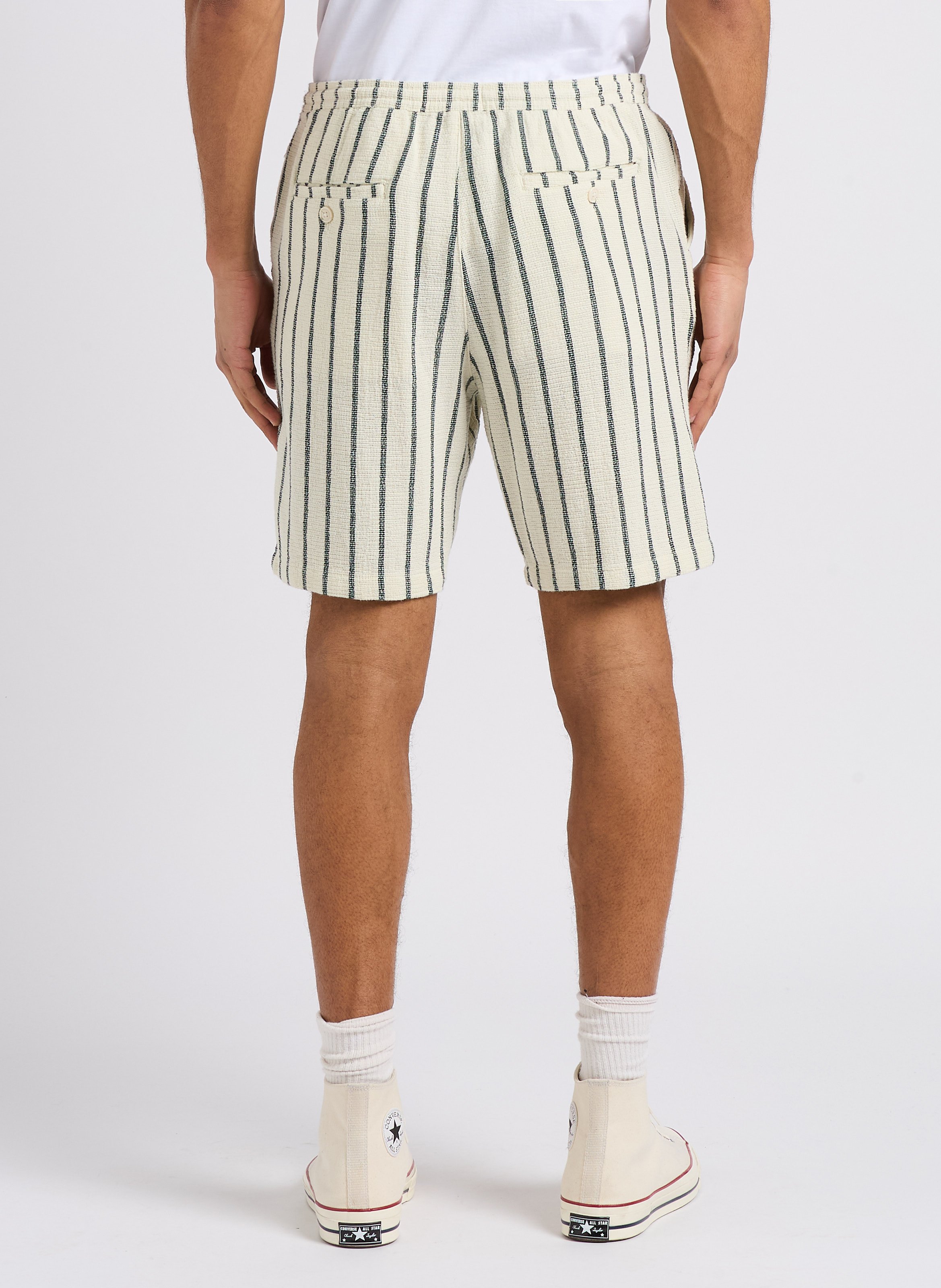 Straight-leg organic cotton striped shorts SELECTED Stripes