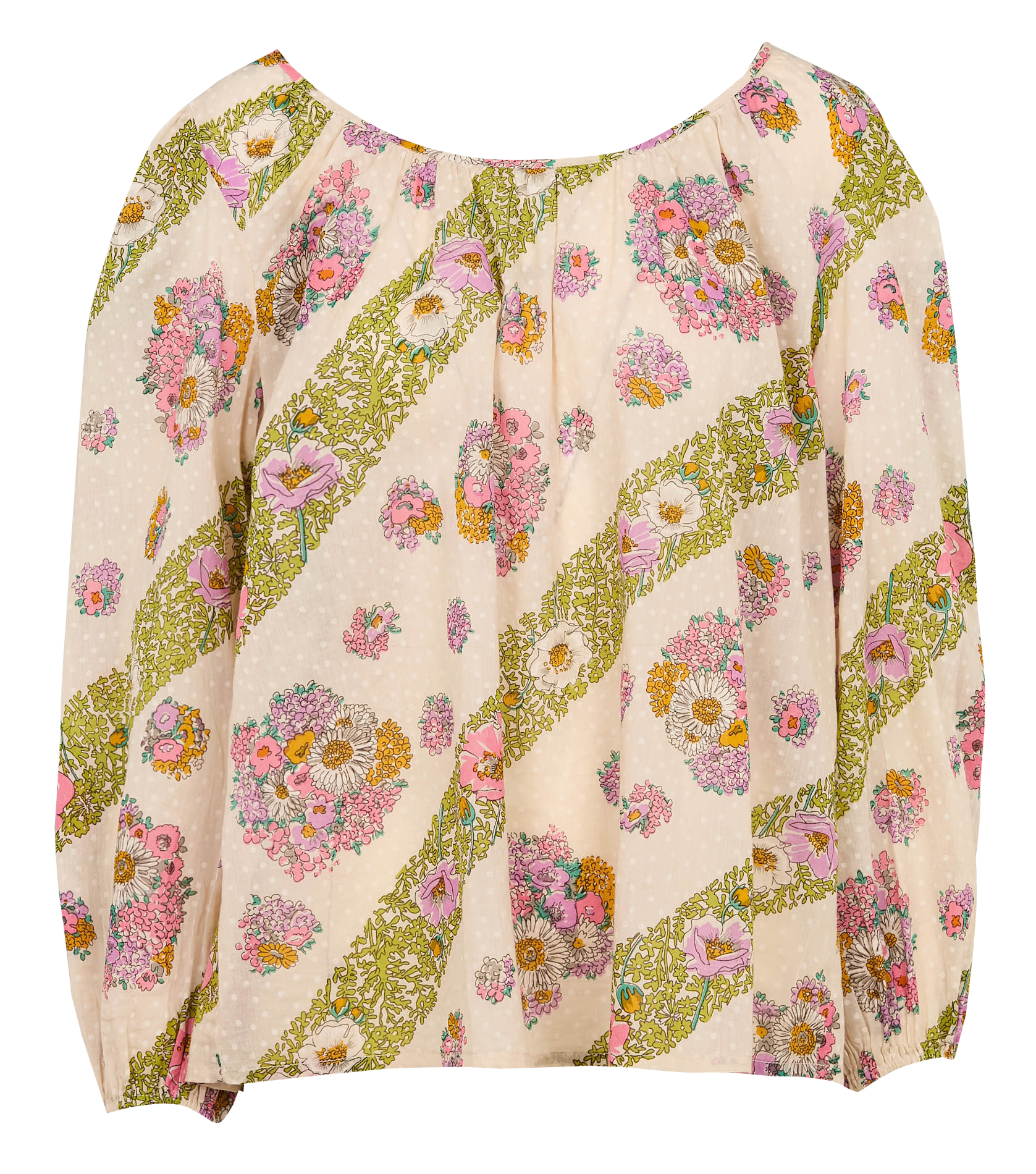 Cotton boat-neck blouse ANTIK BATIK Mehrfarbig