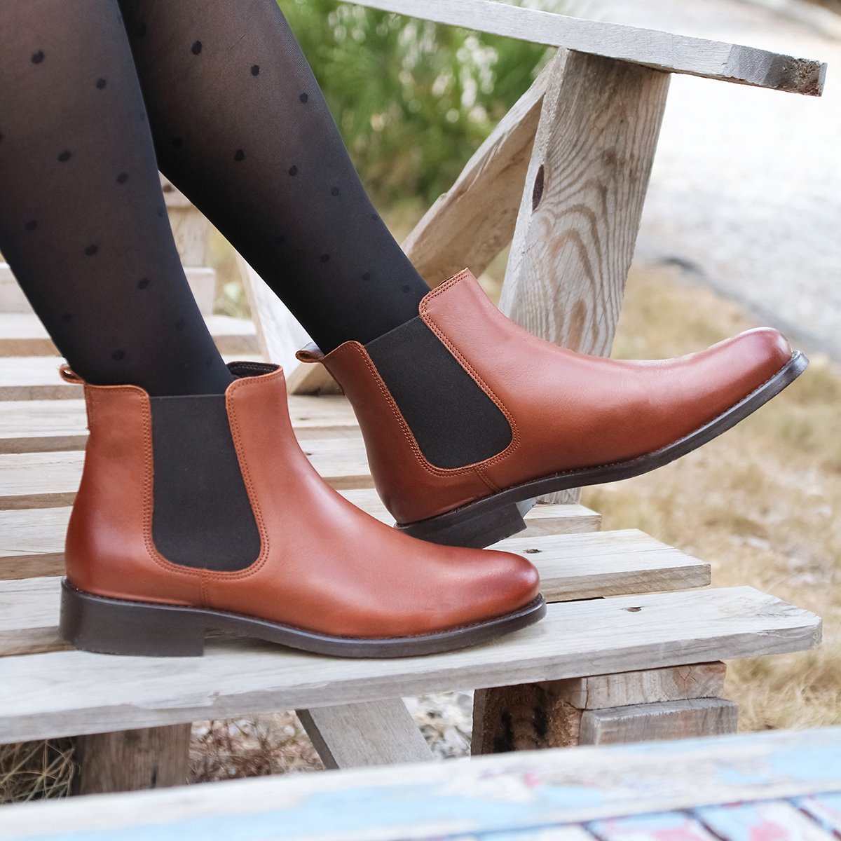 Leather Chelsea boots JULES & JENN Brown