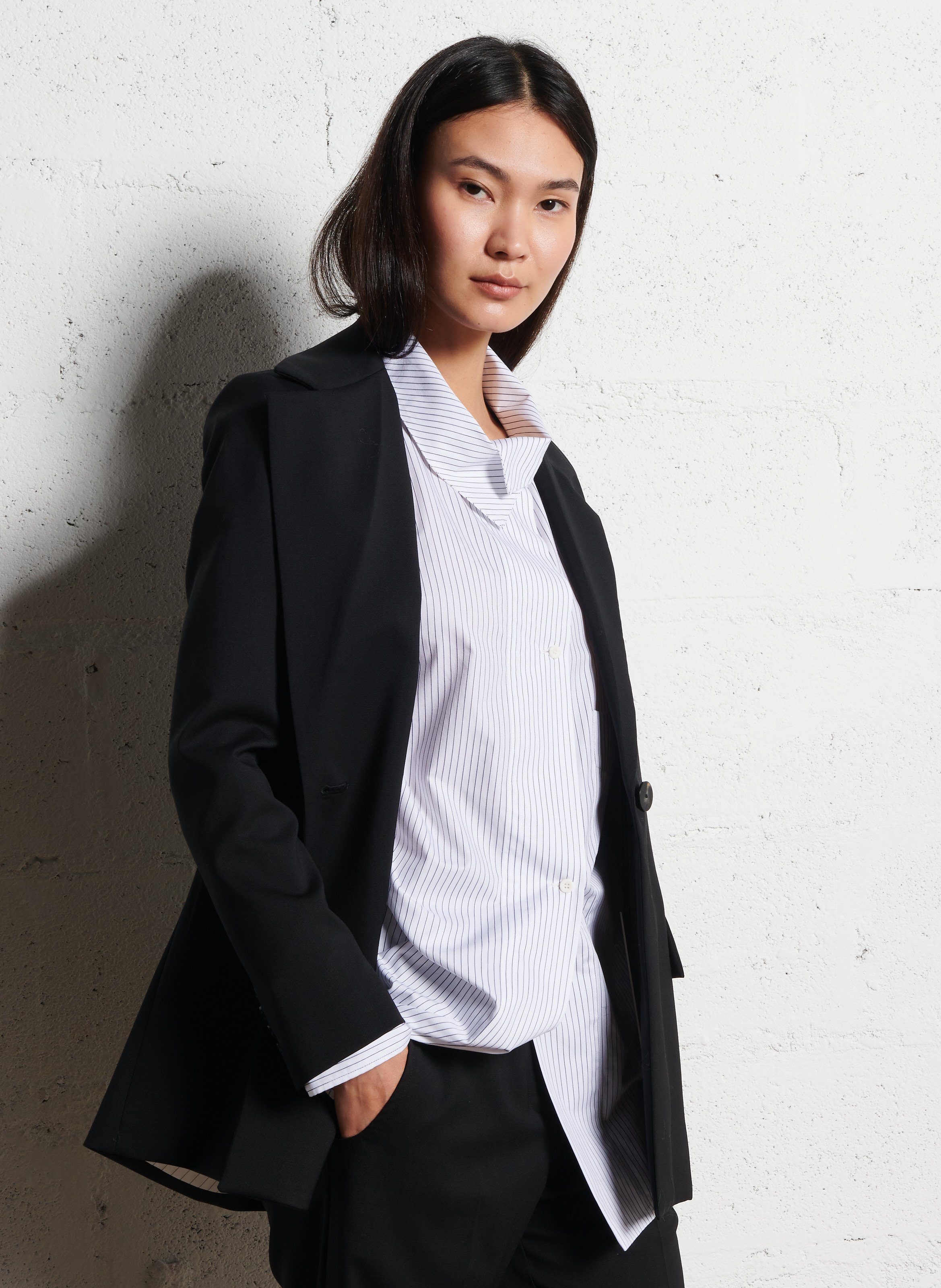 Veste col tailleur en laine vierge MARGAUX LONNBERG Noir