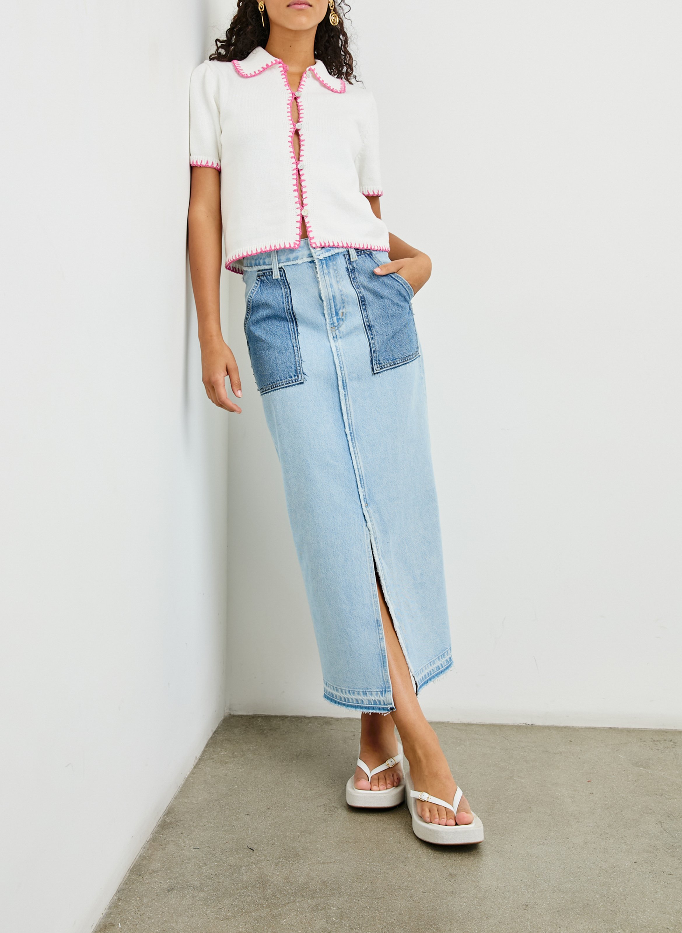 Gilet col chemise en coton RAILS Blanc