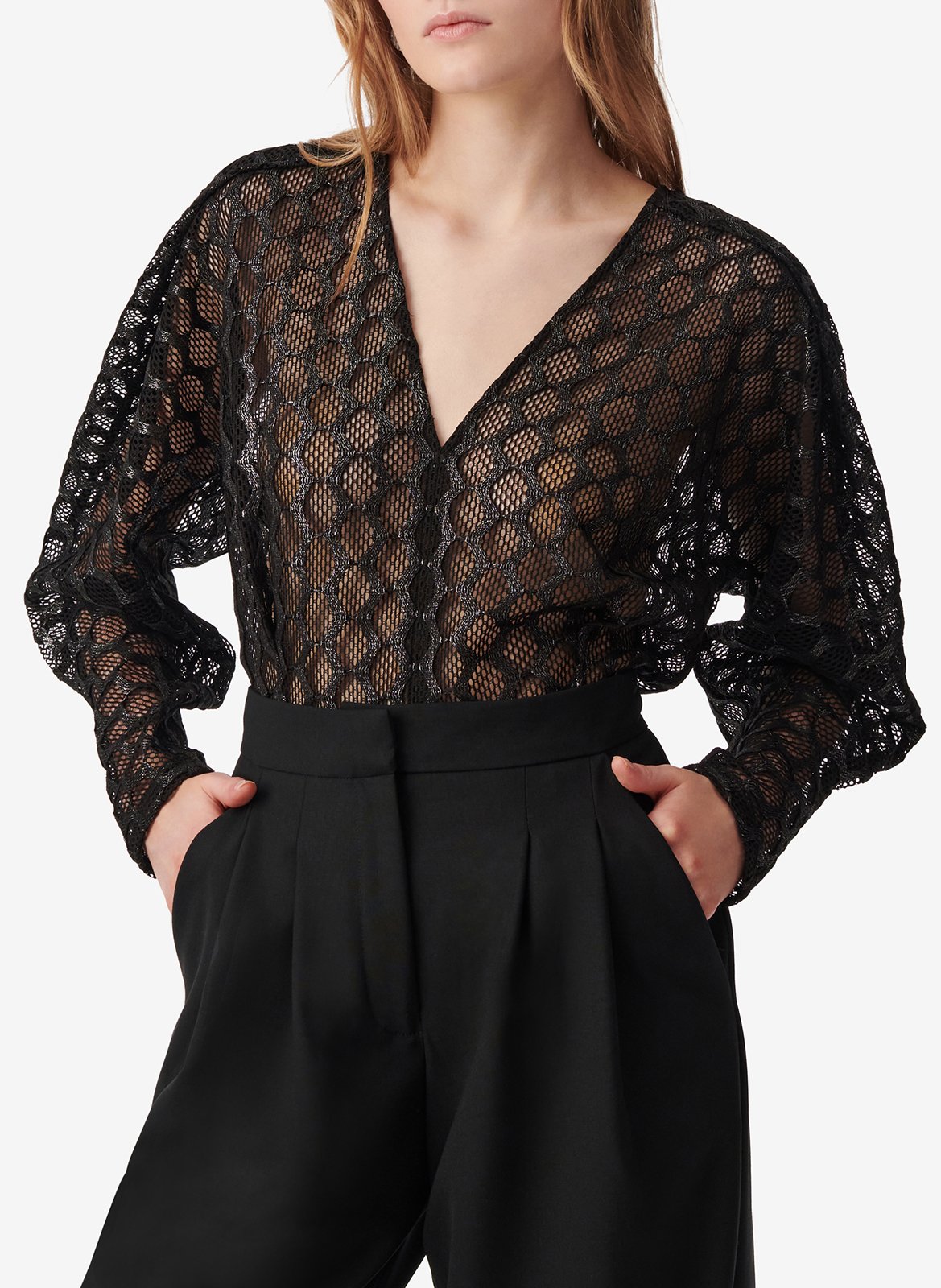 Straight V-neck top IRO Black