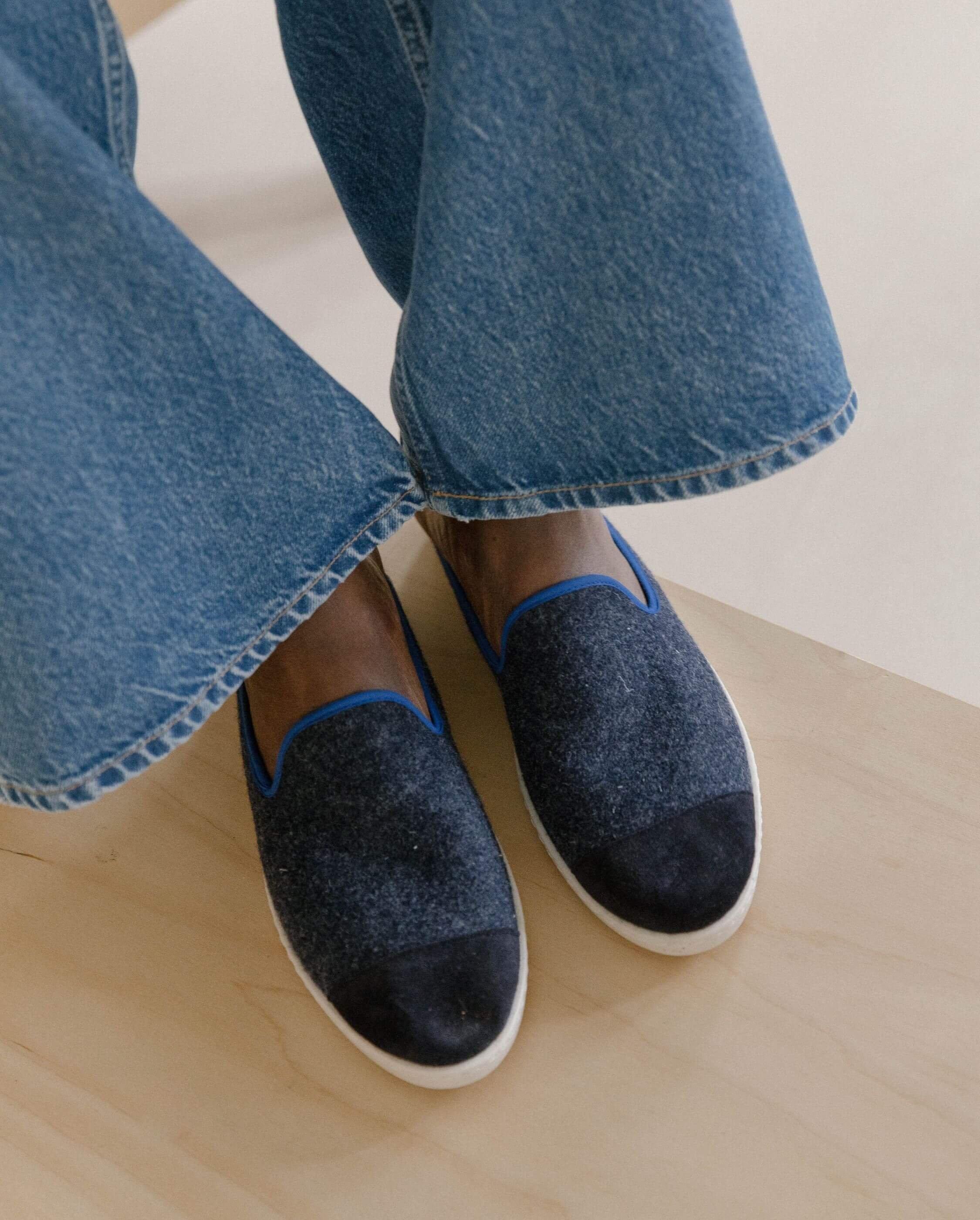 Men's wool mule, navy ocean ANGARDE Blue