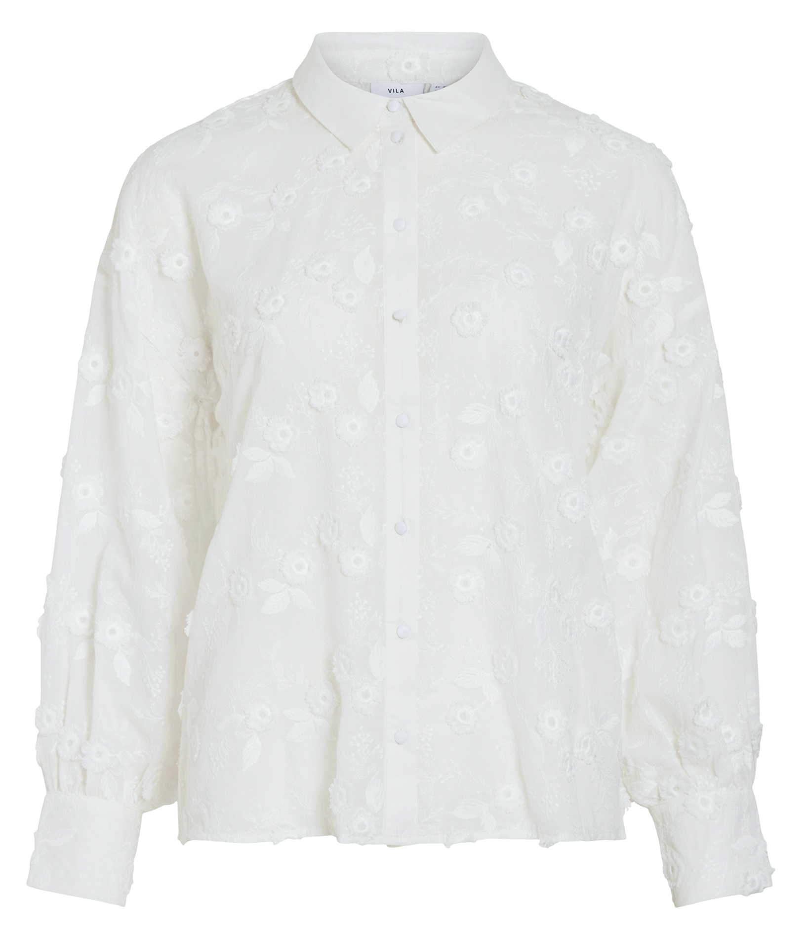Chemise droite brodée VILA Blanc