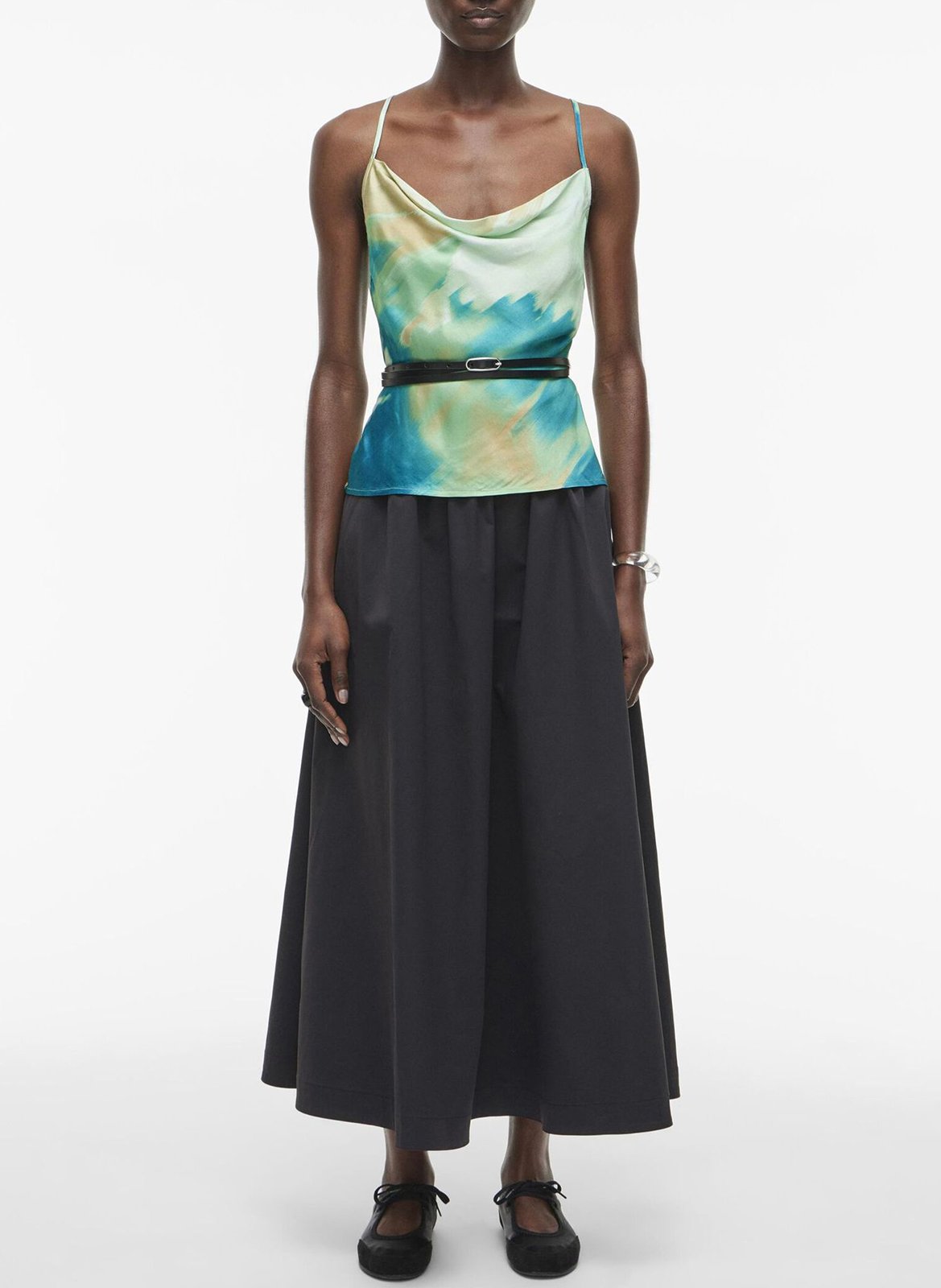 Printed straight top  ROUGE EDIT Green