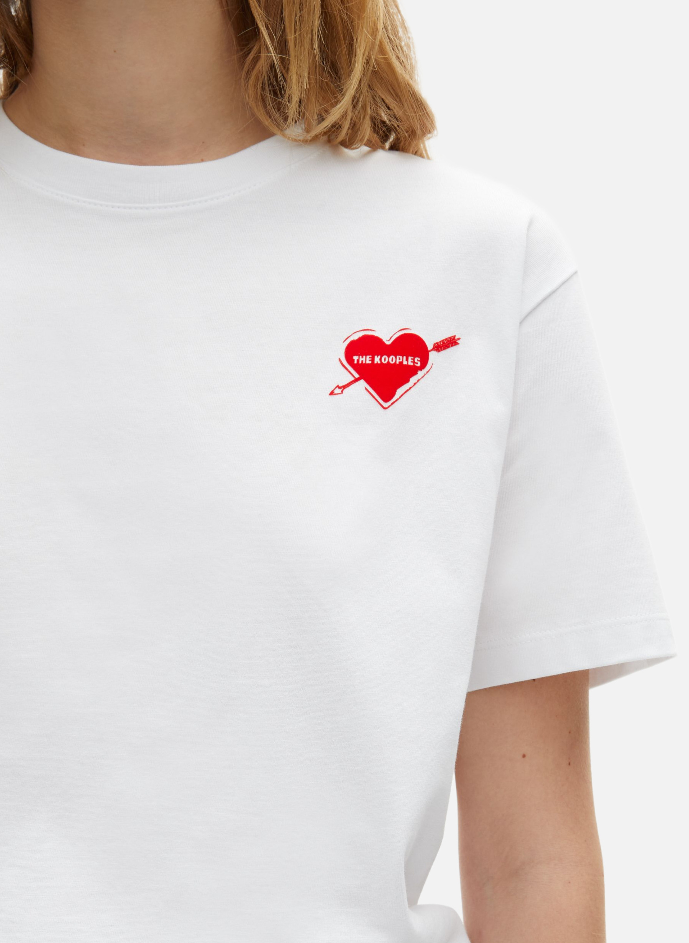 Straight fit T-shirt with heart print. THE KOOPLES White