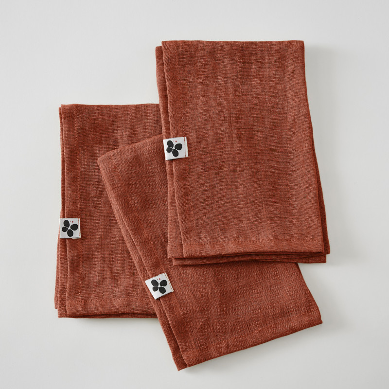 Set of 2 cotton muslin hand towels L'EFFET PAPILLON Brown