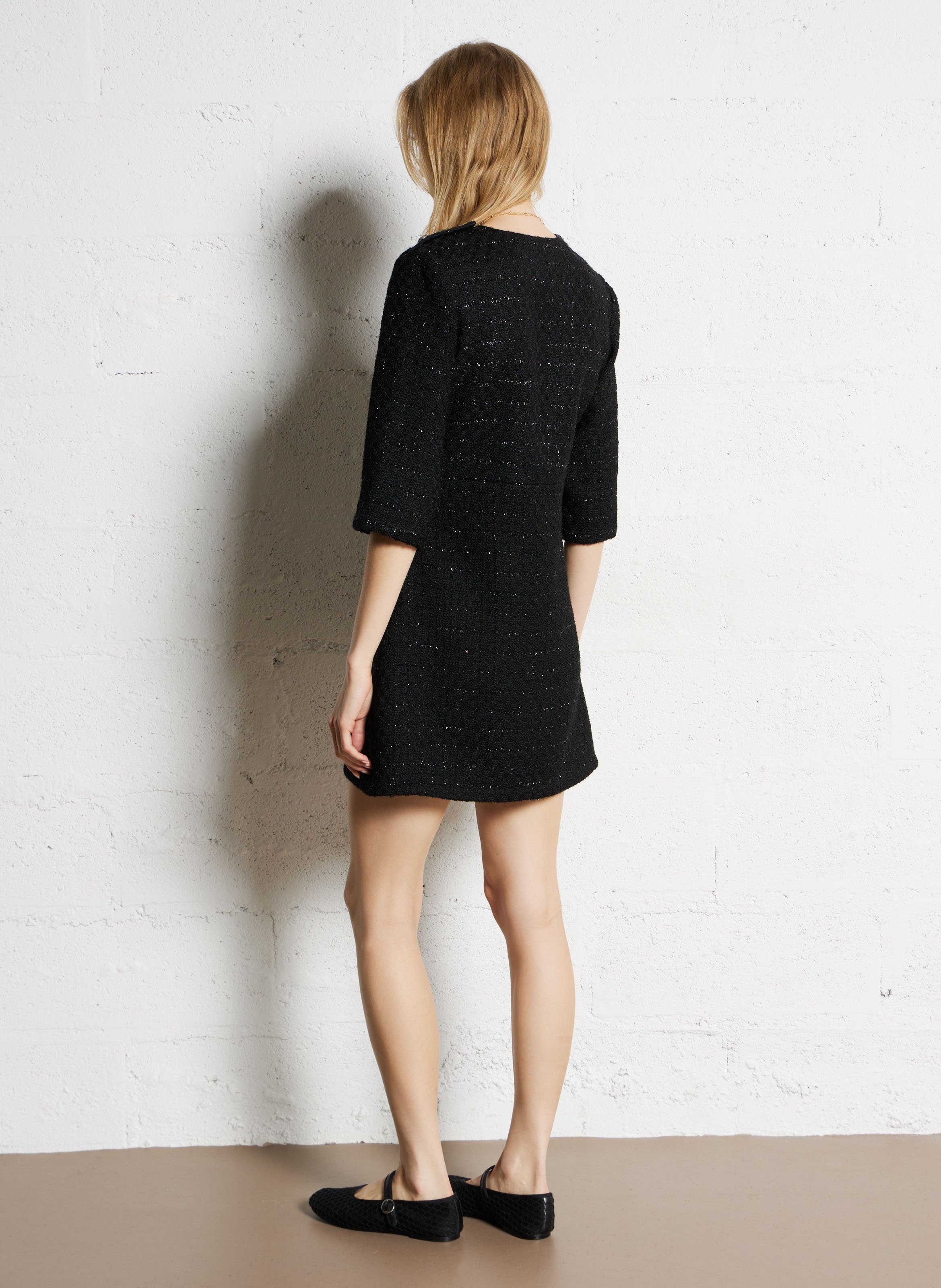 Robe courte cintrée col rond SUNCOO Noir