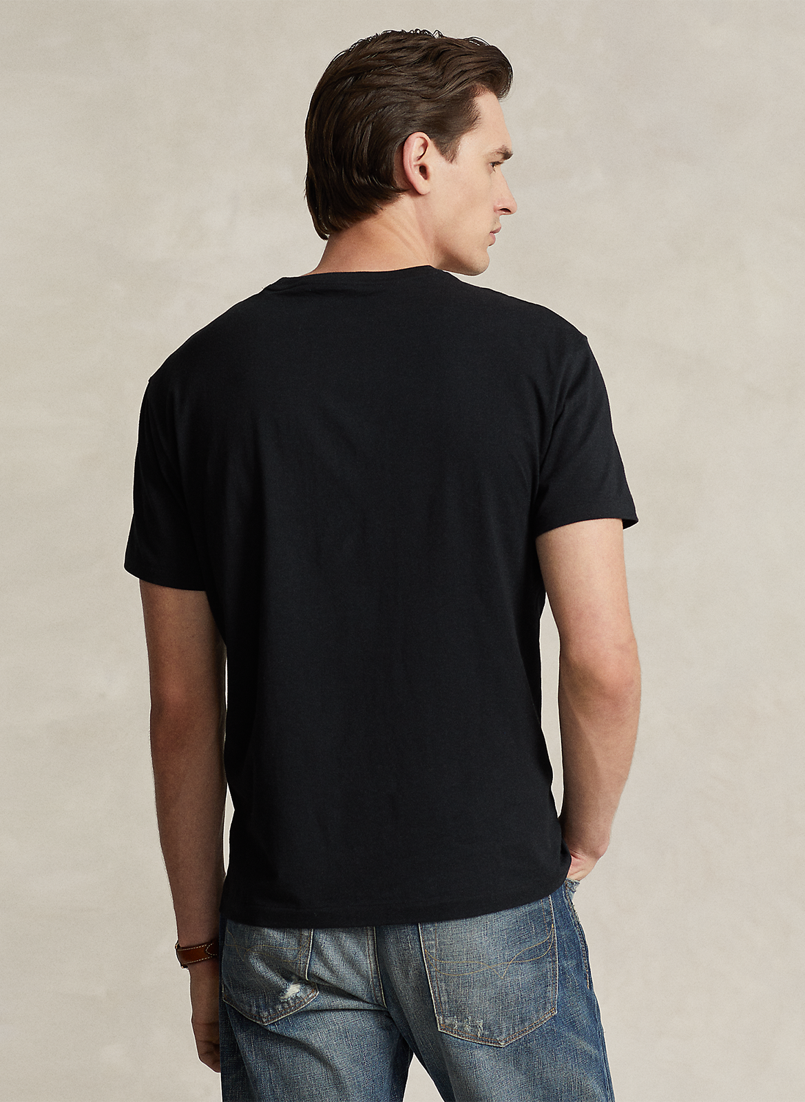 Tee-shirt col rond classic-fit brodé en coton POLO RALPH LAUREN Noir