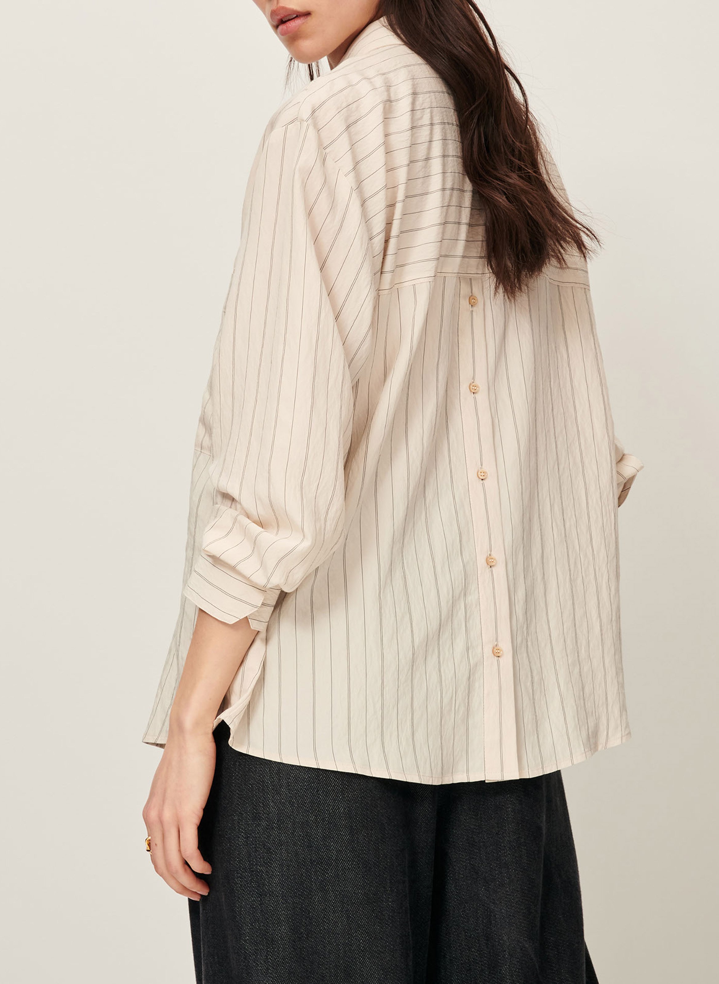 Chemise droite rayée SESSUN Beige