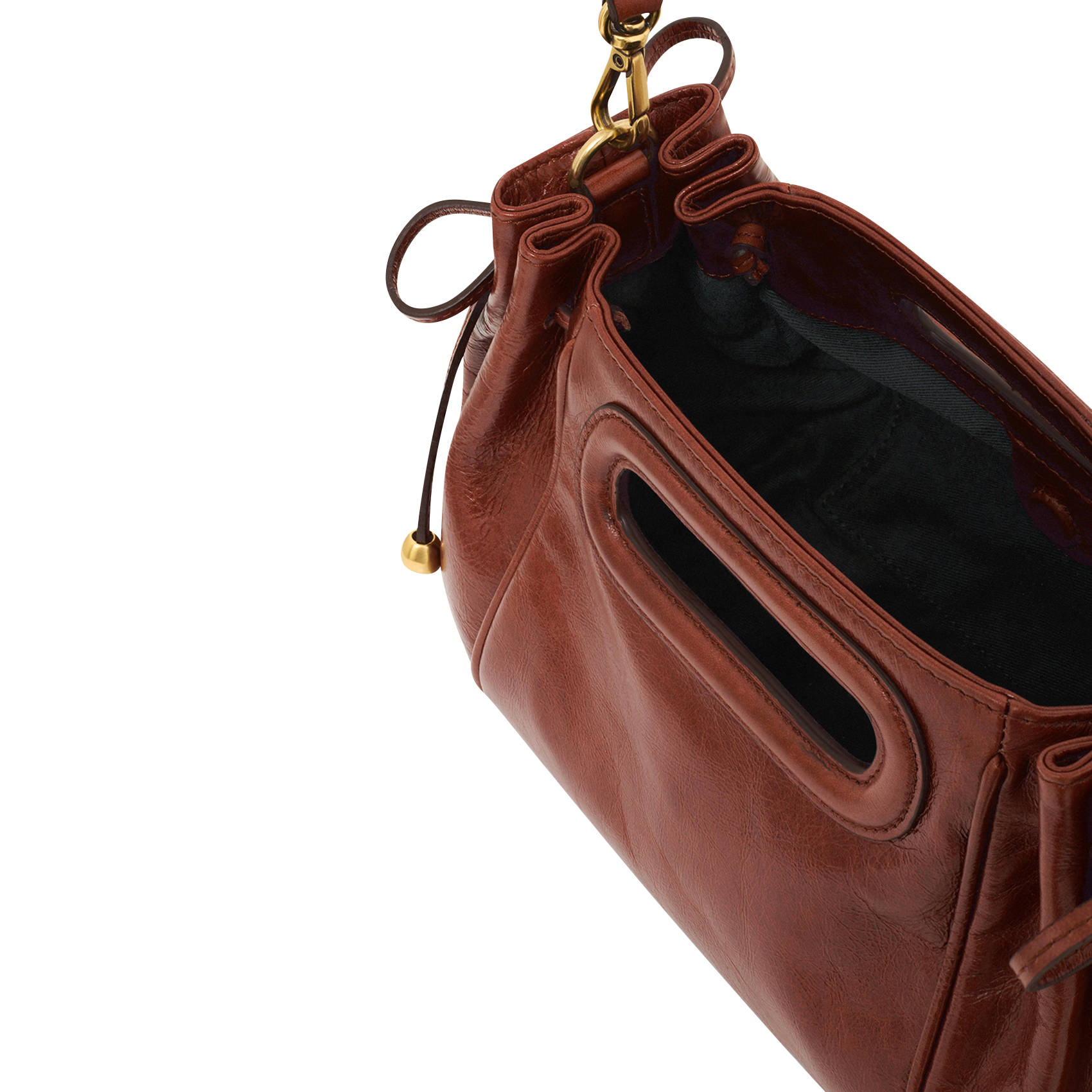 Ruched leather shoulder bag GERARD DAREL Brown