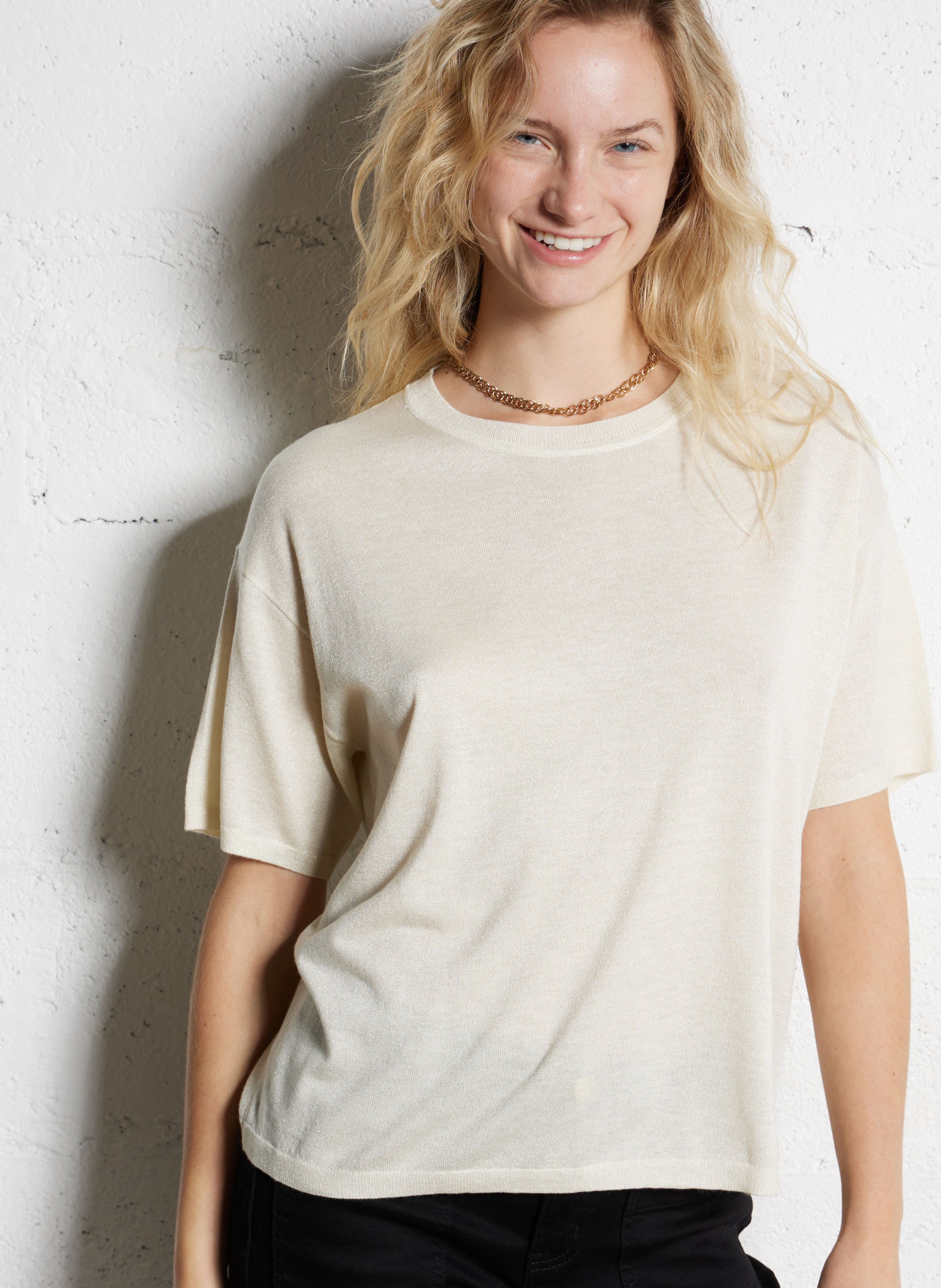 Rundhals-Top mit Pailletten MAISON 123