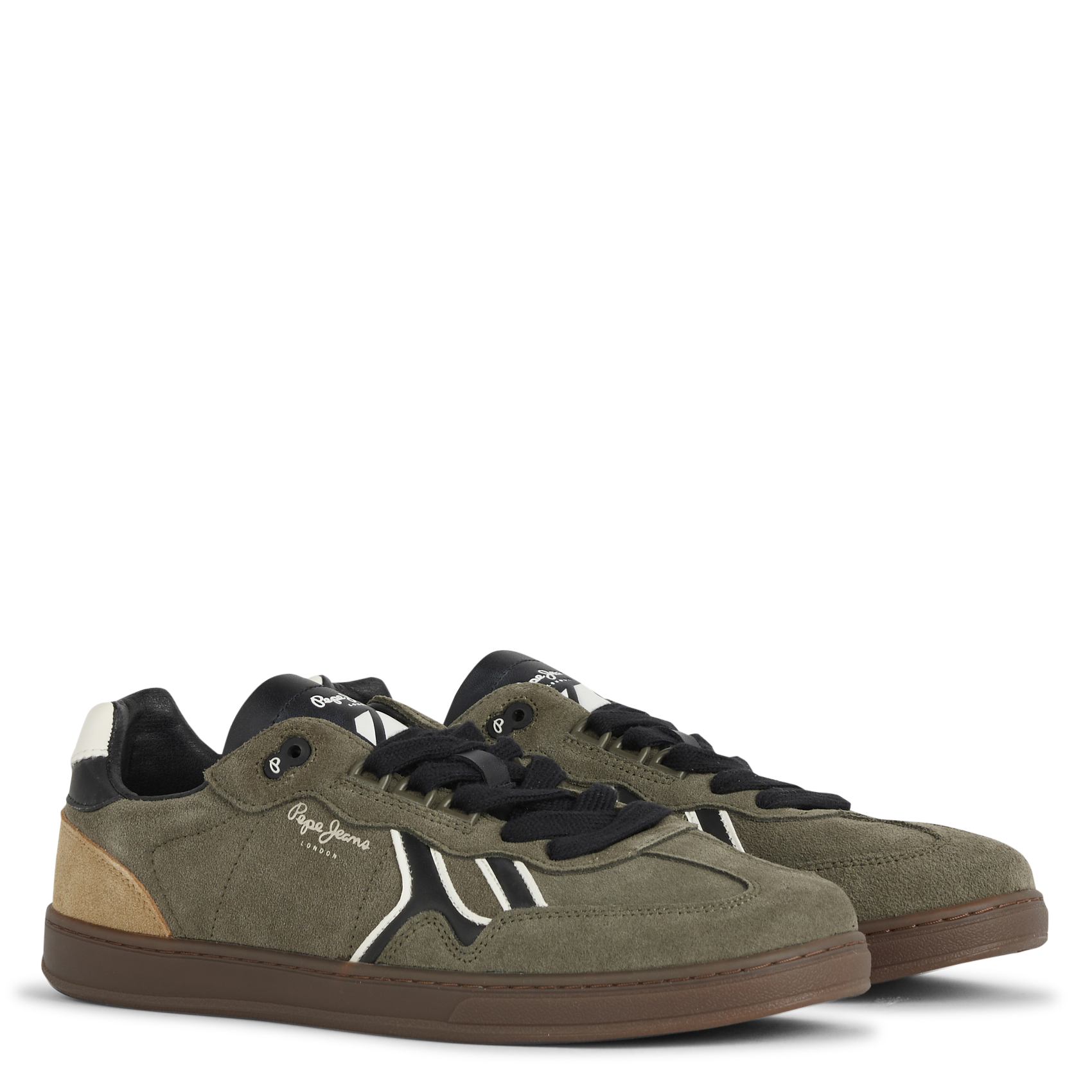Suede leather low-top sneakers PEPE JEANS Green
