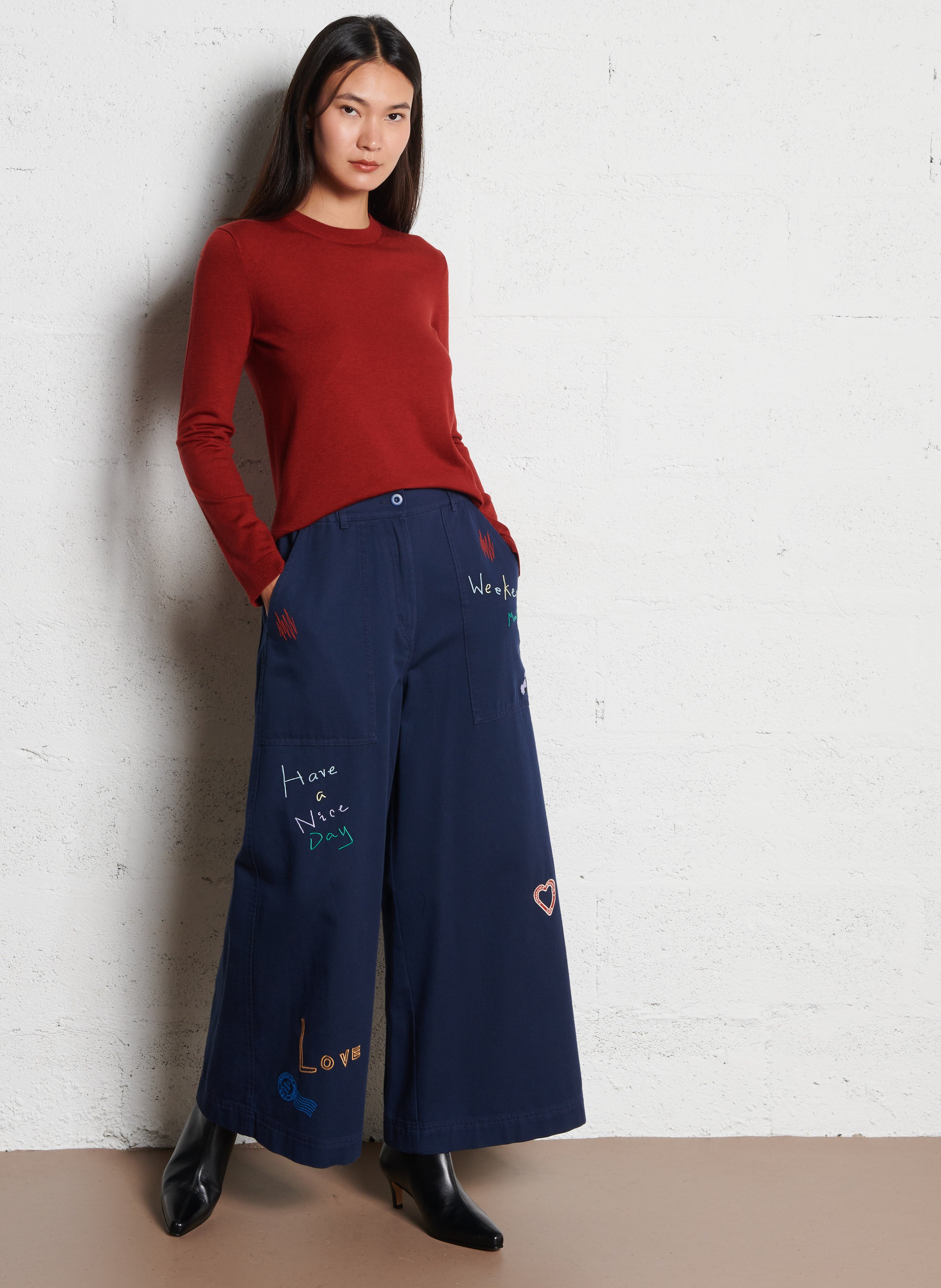 Weit geschnittene Jeans Blau