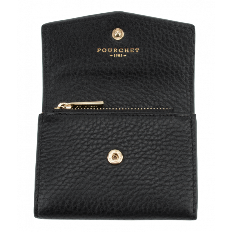 Leather coin purse POURCHET Black
