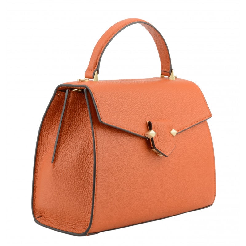 Handbag - grained calf leather POURCHET Orange