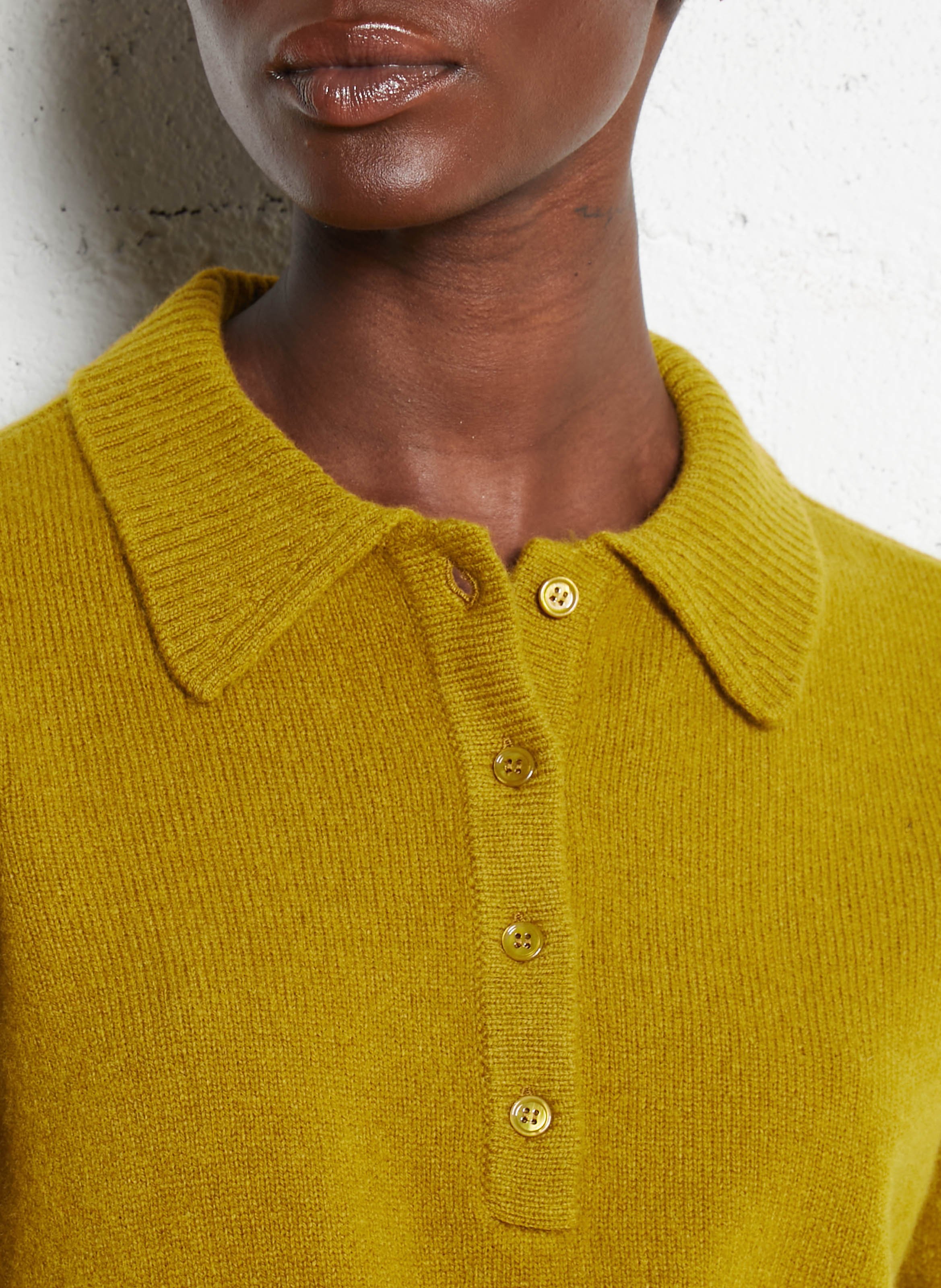 Oversized wool and cashmere polo neck sweater PETITE MENDIGOTE Green