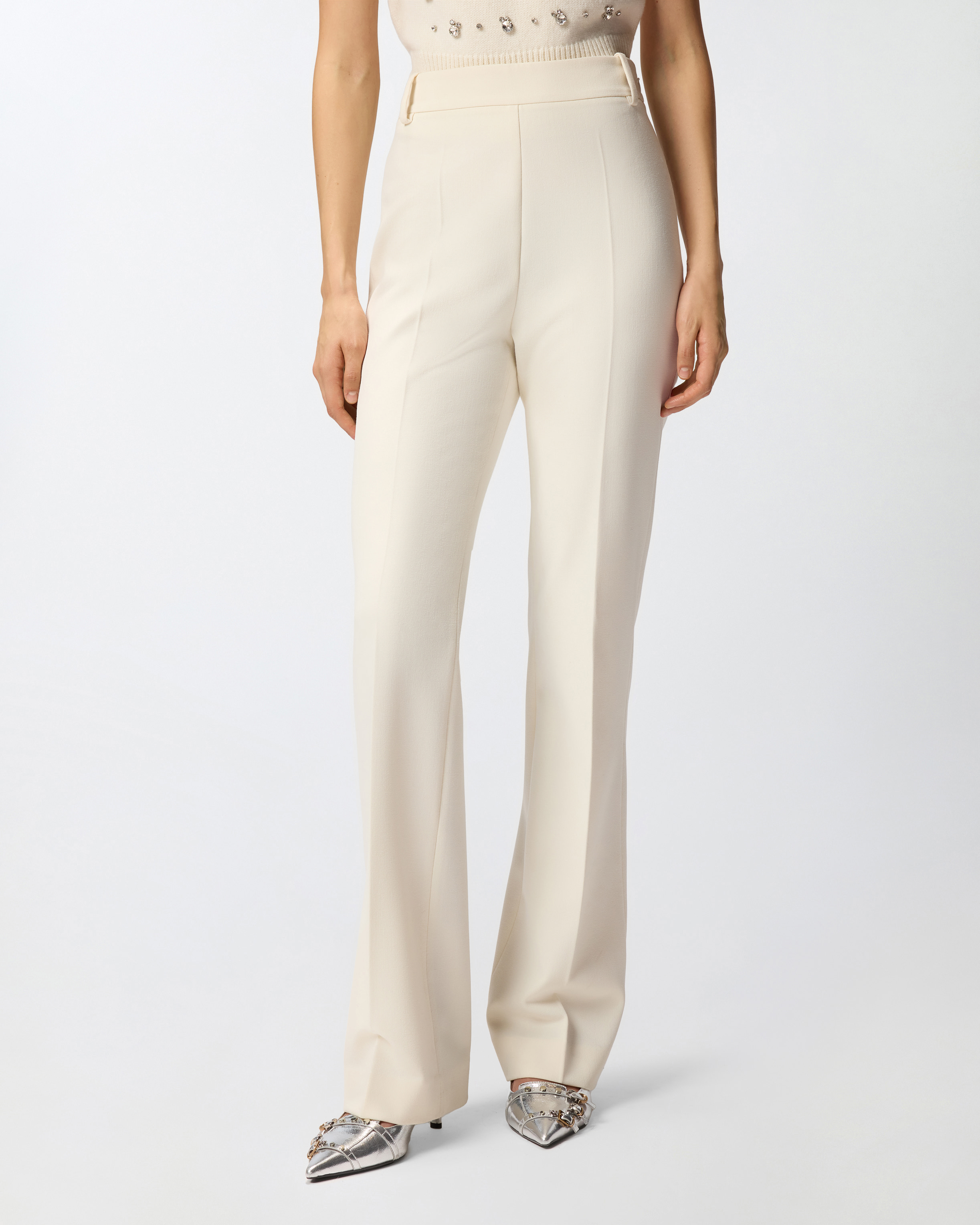 Skinny pants with pronounced crease PINKO White