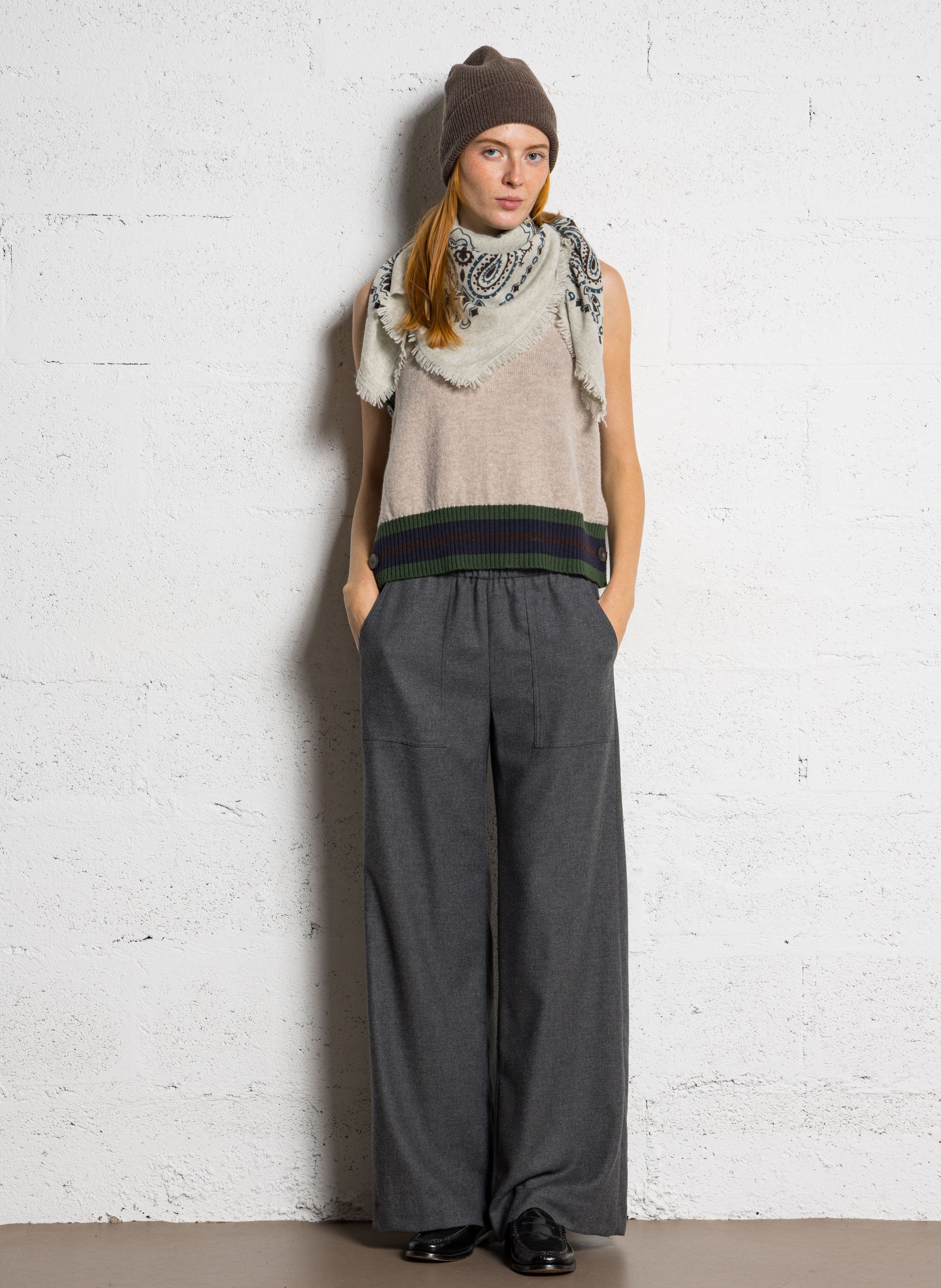 Pull droit col rond en laine DIEGA Beige