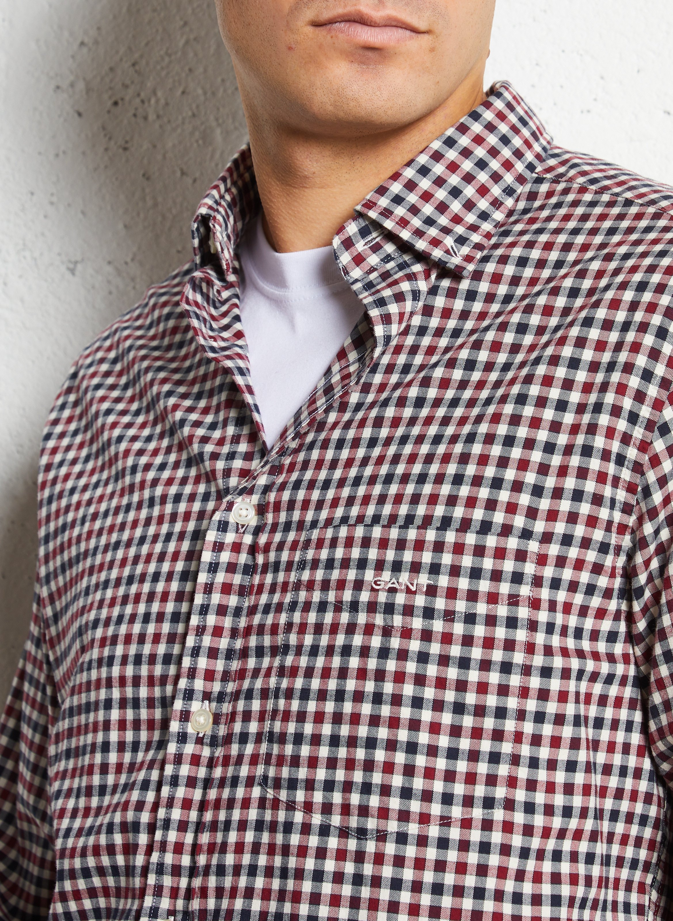 Straight shirt with American collar, gingham print in cotton GANT Red