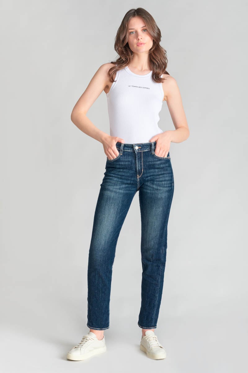 Straight leg high waist mom jeans 7/8 length, 7/8 length LE TEMPS DES CERISES Blue