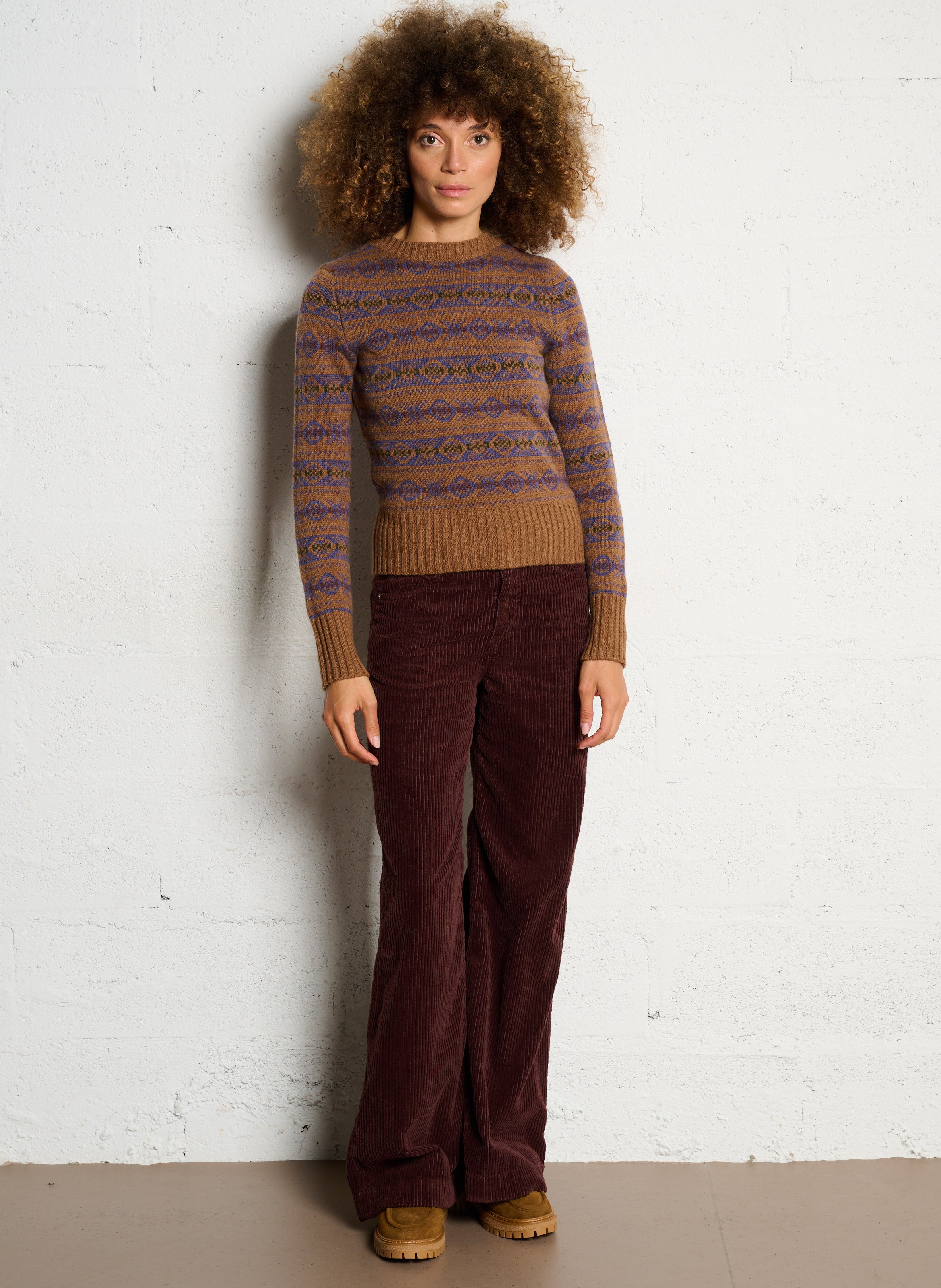 Pull col rond en laine SOEUR Beige