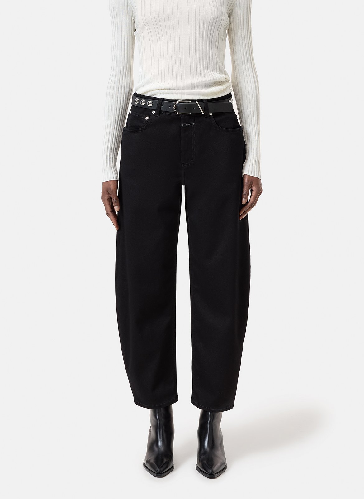 Plain high-waisted balloon jeans CLOSED Black