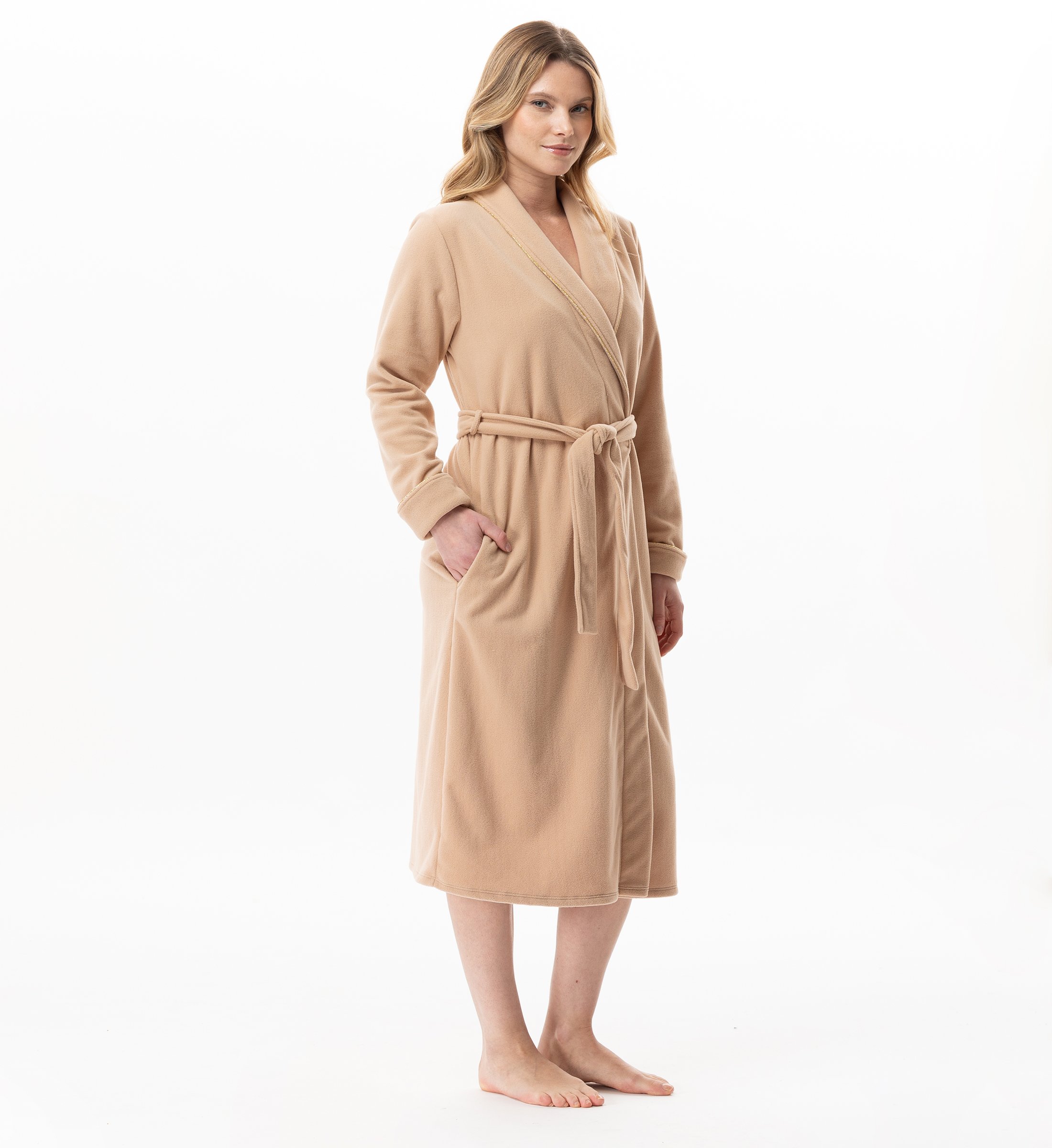 Microfleece bathrobe Brown
