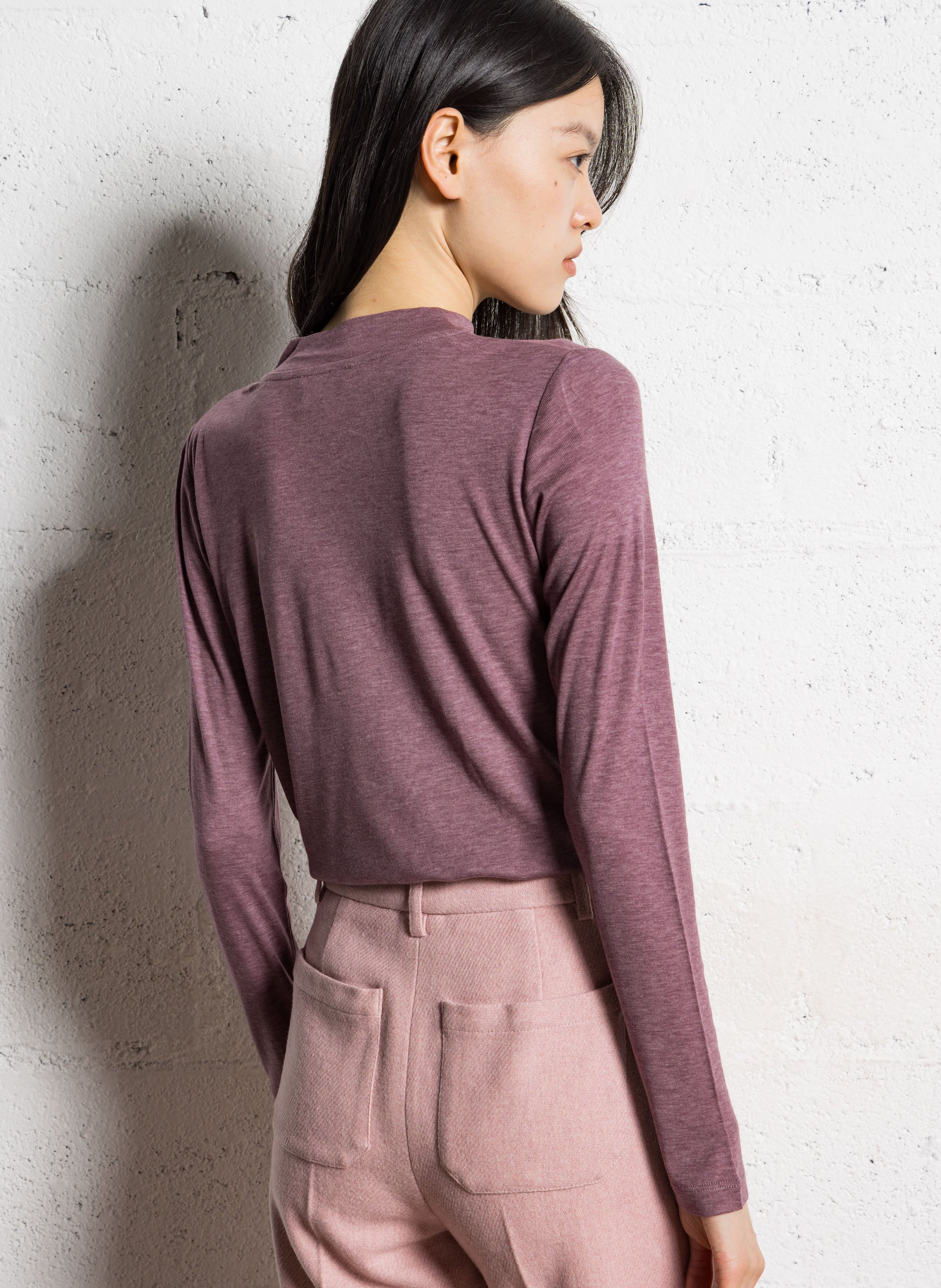 Flowy long-sleeve high-neck t-shirt MAISON 123 Purple