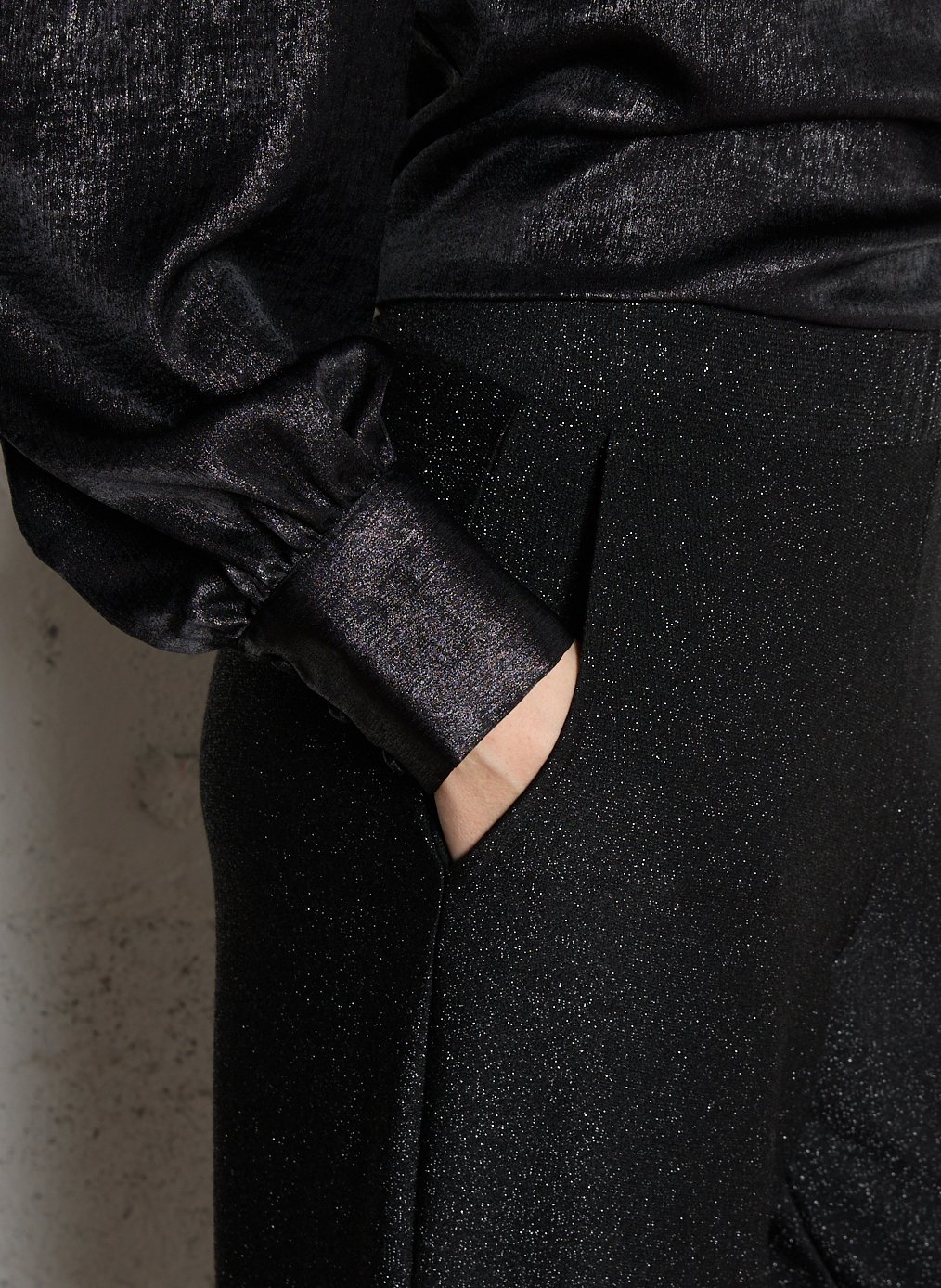 Elasticated wide leg pants with sequins MAISON 123 Black