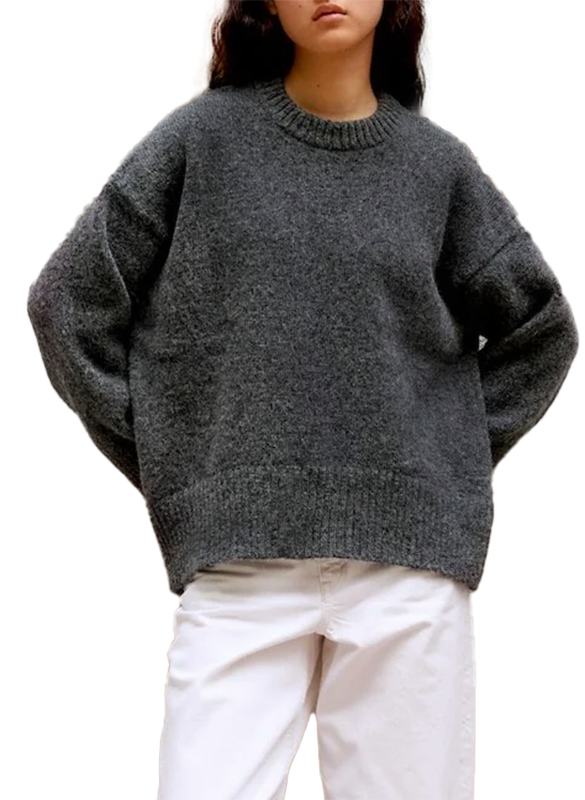 Pull ample col rond en mohair mélangé SURPRISE Gris