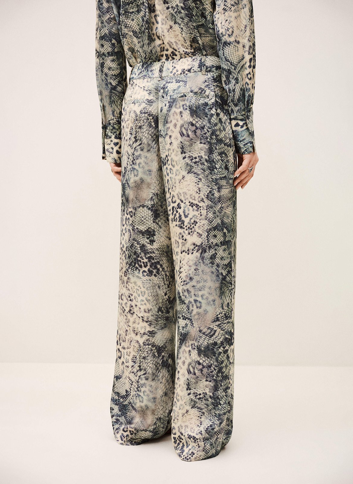 Pantalon large imprimé Bleu