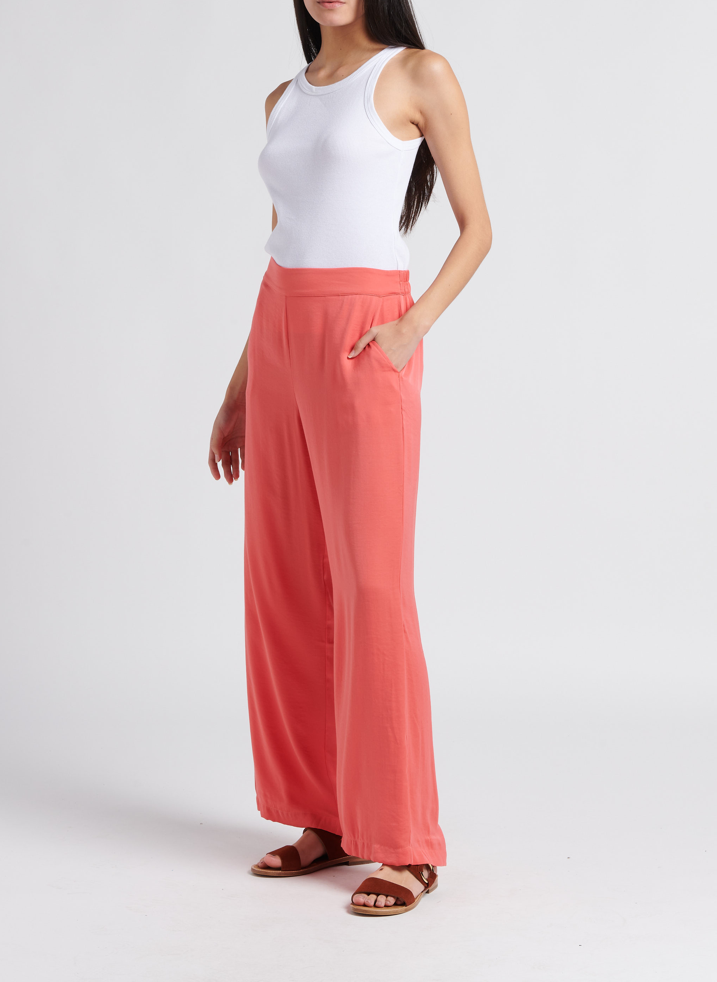 Pantalon large taille haute MOSS COPENHAGEN Rose