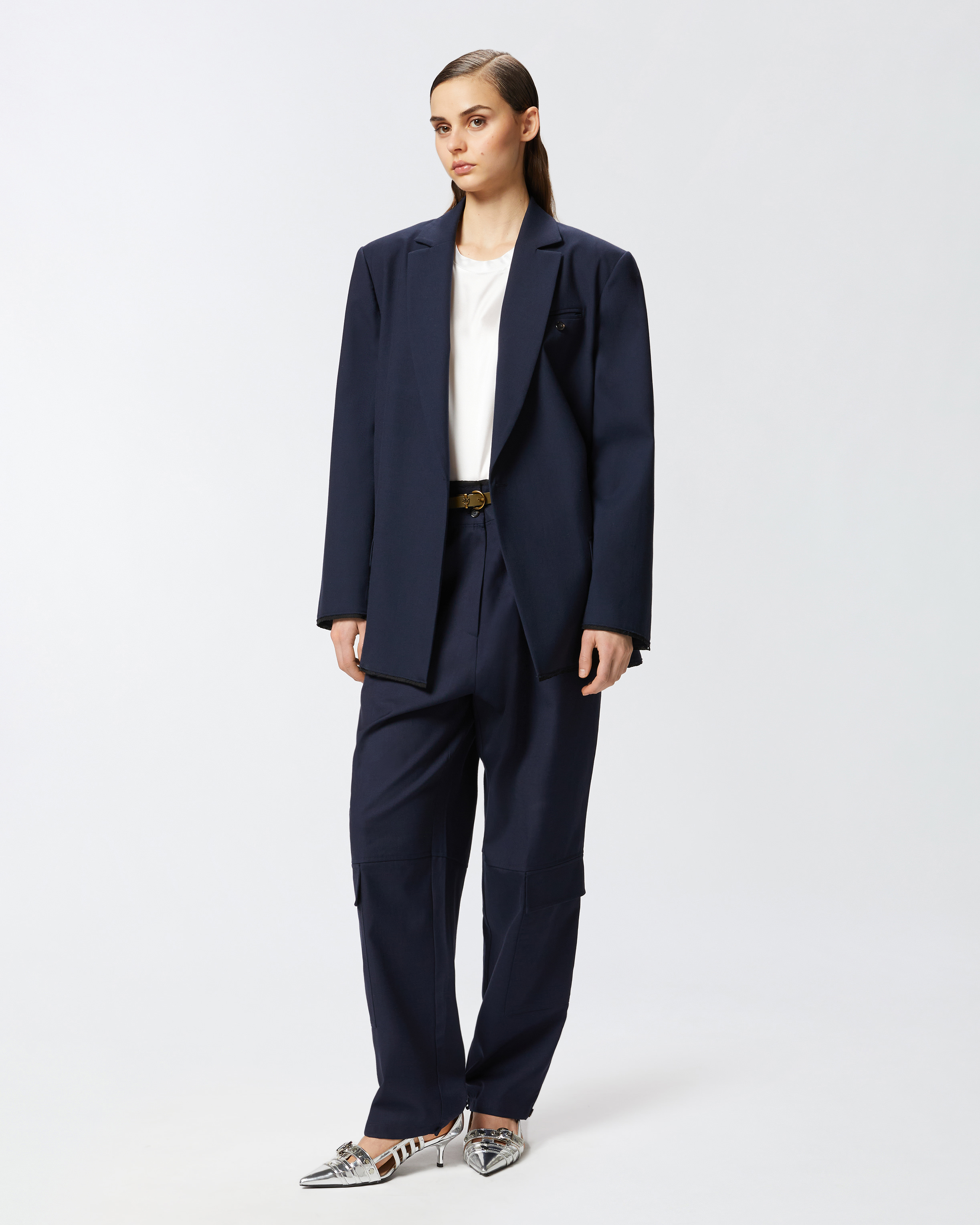 Satin blouse with short sleeves PINKO White