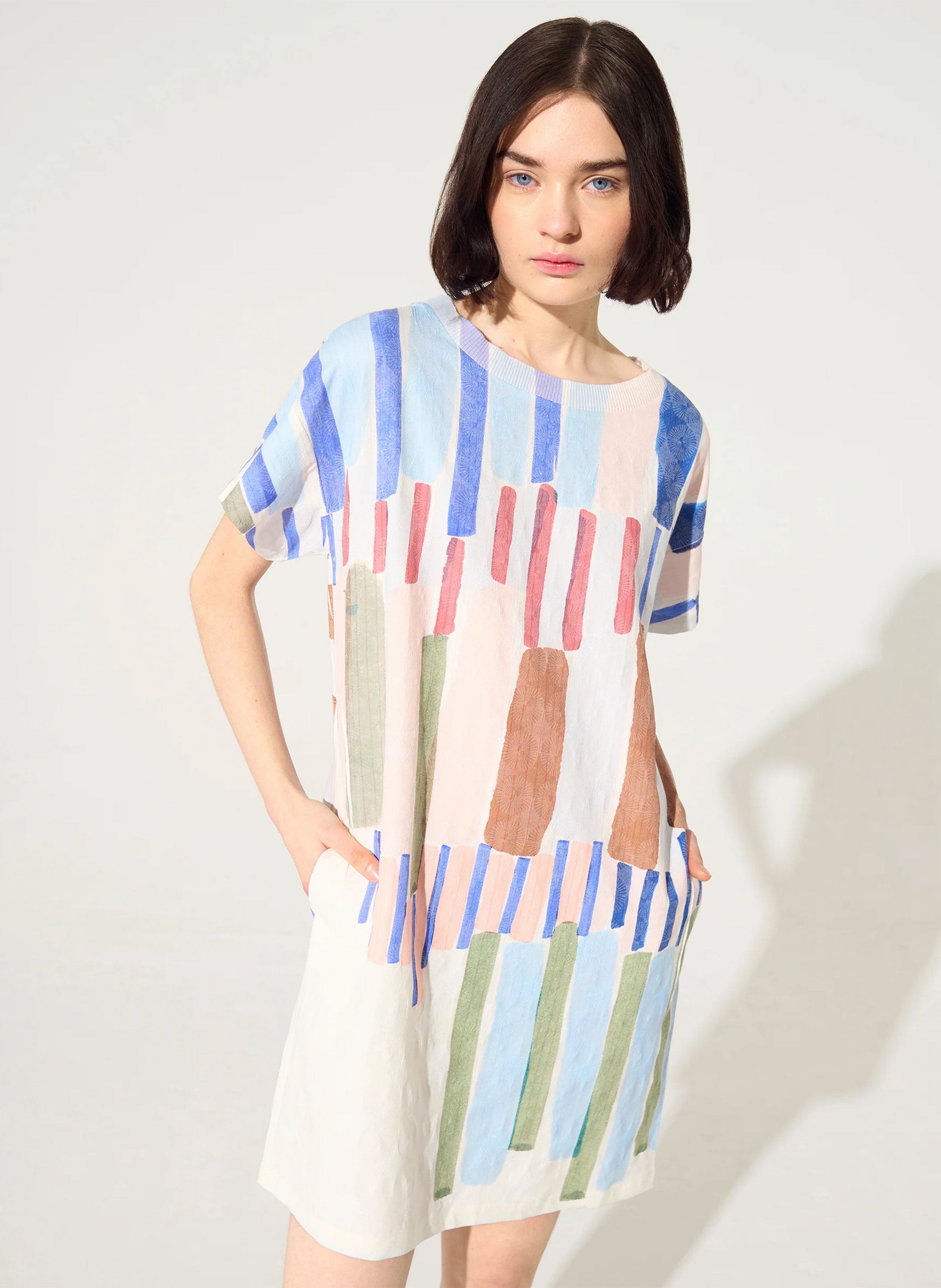 Robe col rond imprimé  ACOTE Bleu