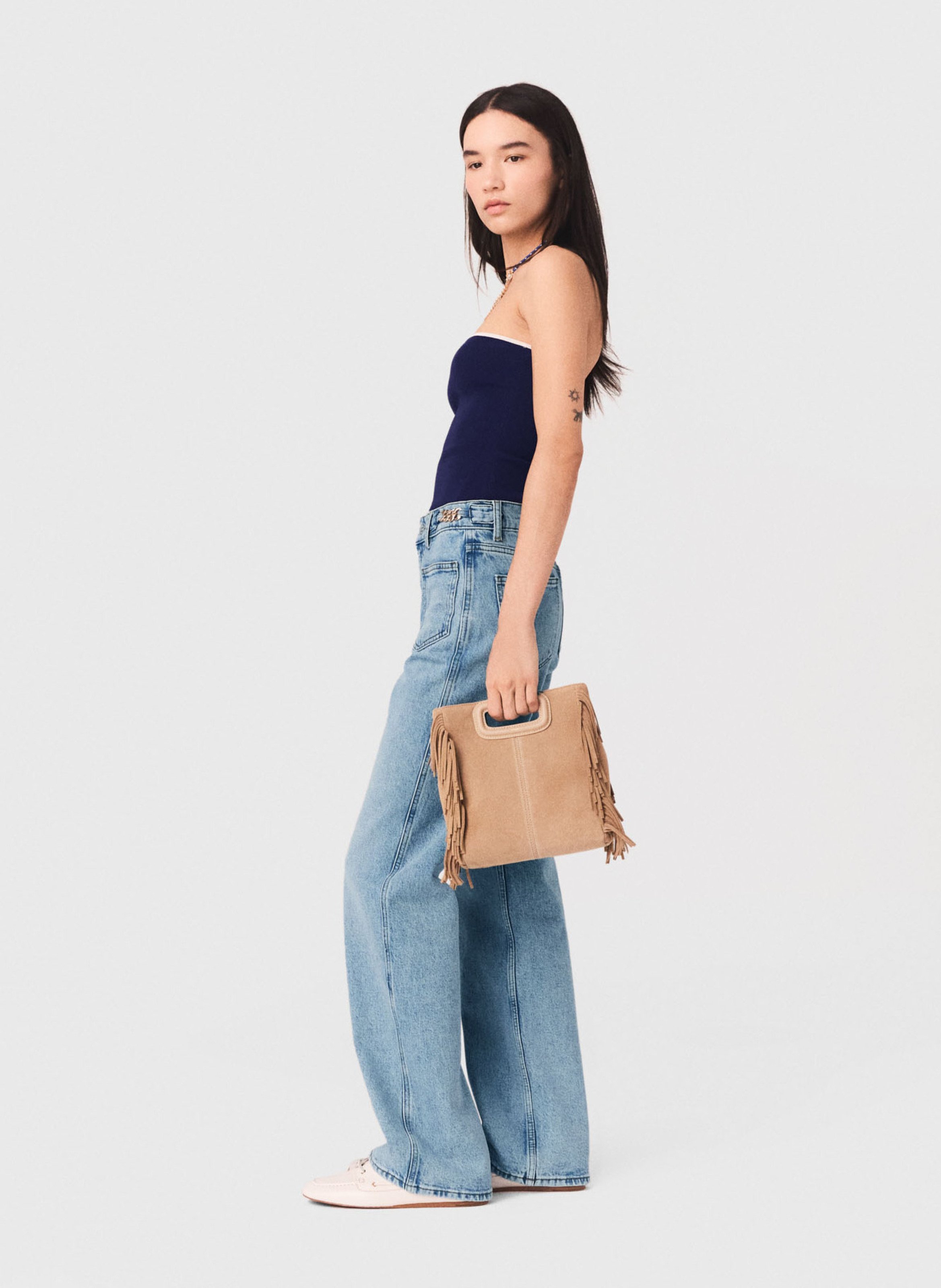 Bandeau top in mesh MAJE Blauw