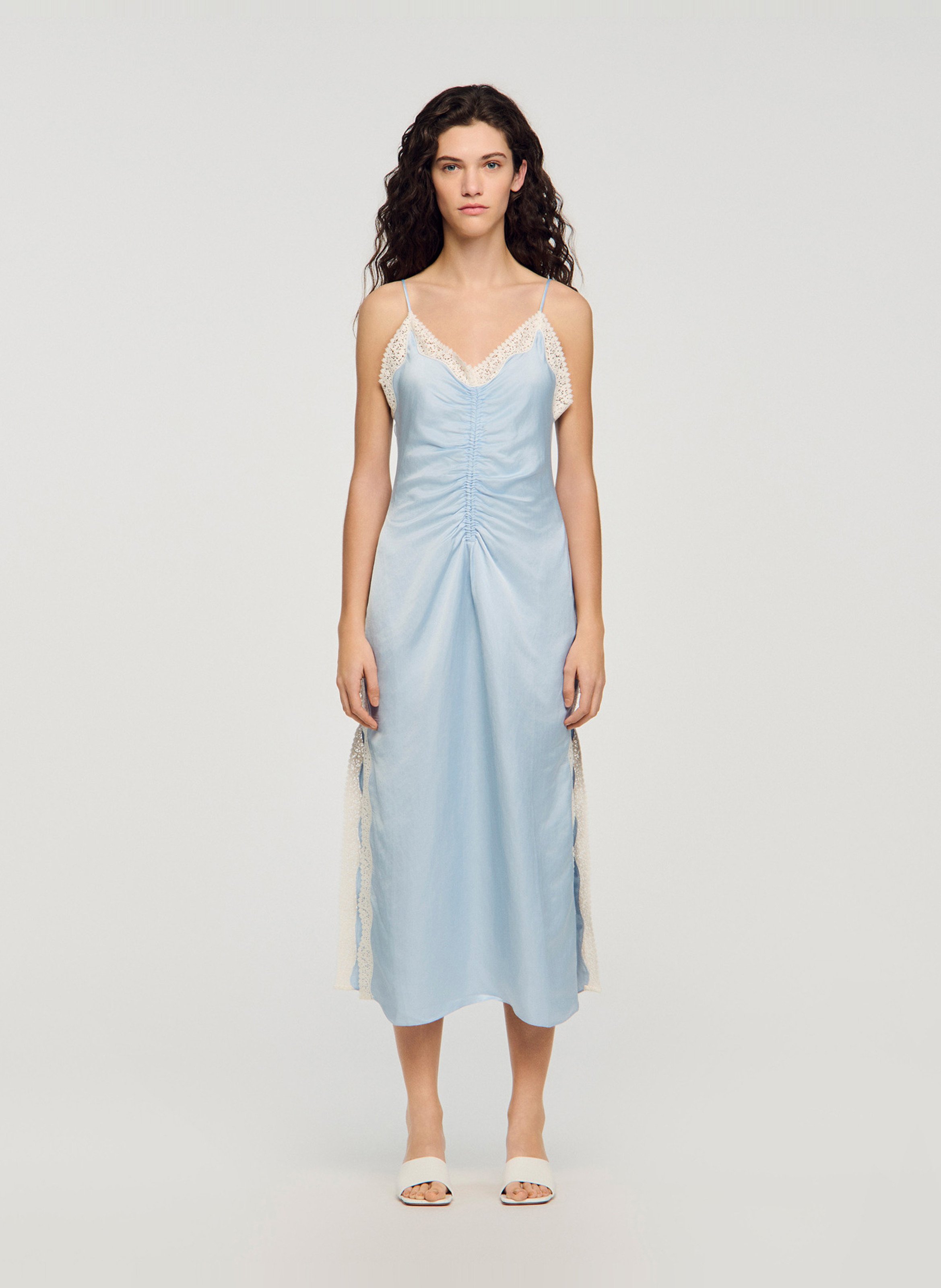 Halflange jurk met kraag SANDRO Blauw