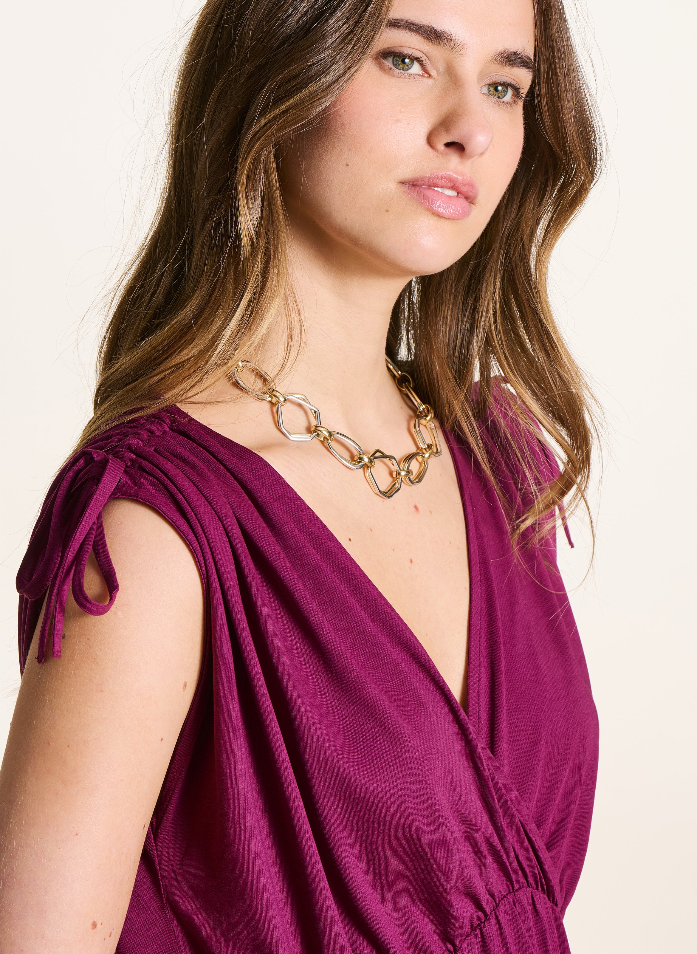 Robe longue col v LA FEE MARABOUTEE Violet