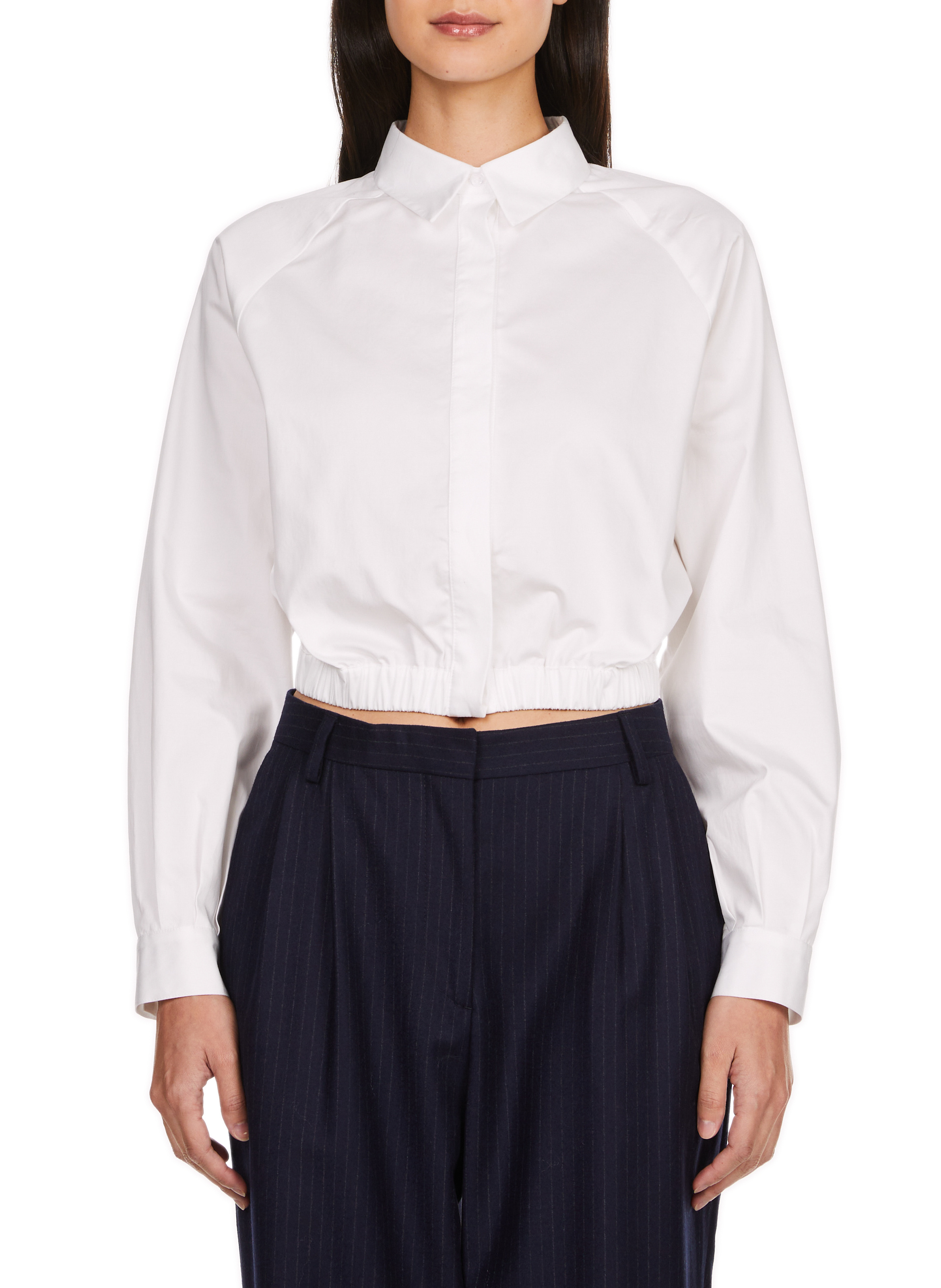 Cropped cotton shirt SAISON 1865 White