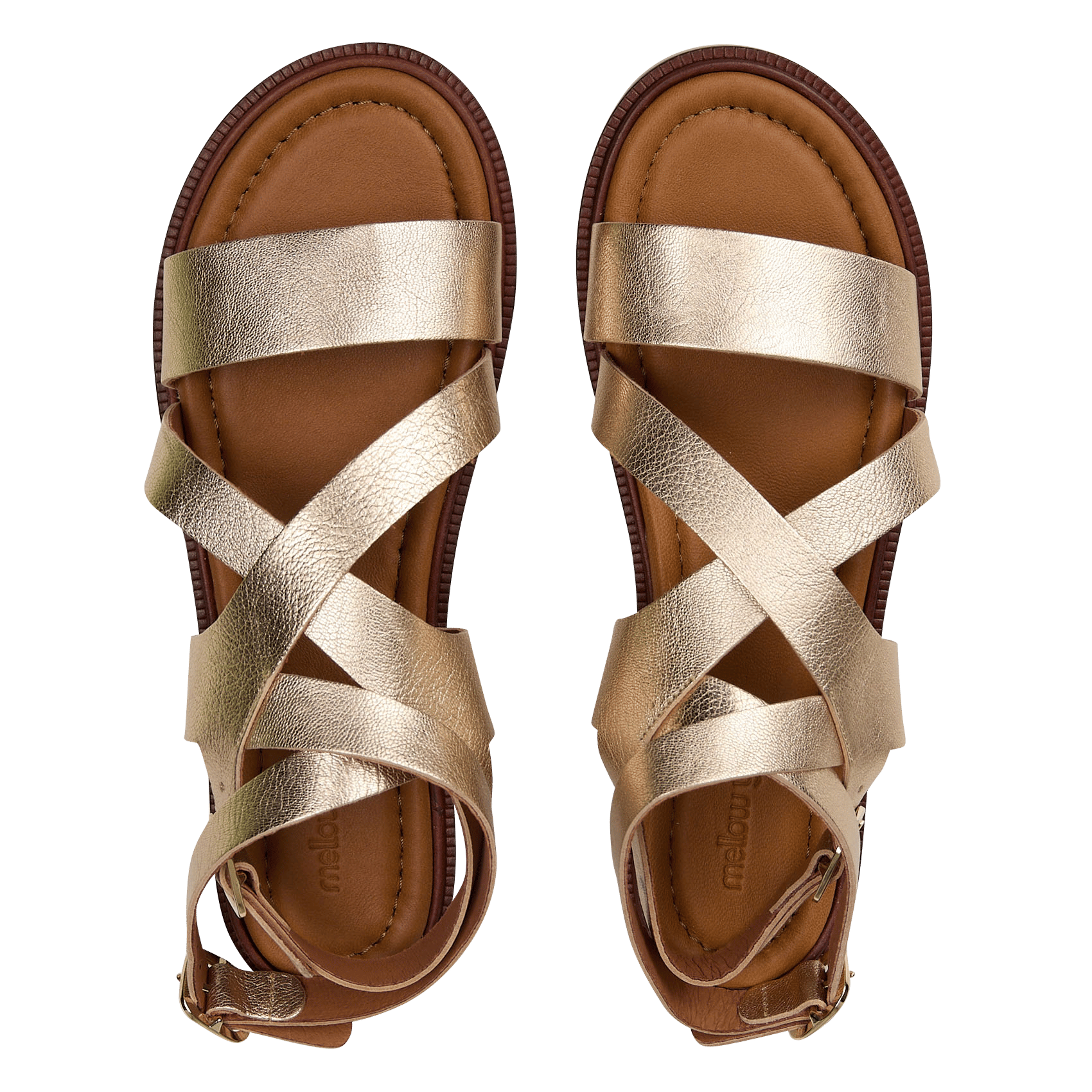 Aouda flat leather sandals MELLOW YELLOW Golden