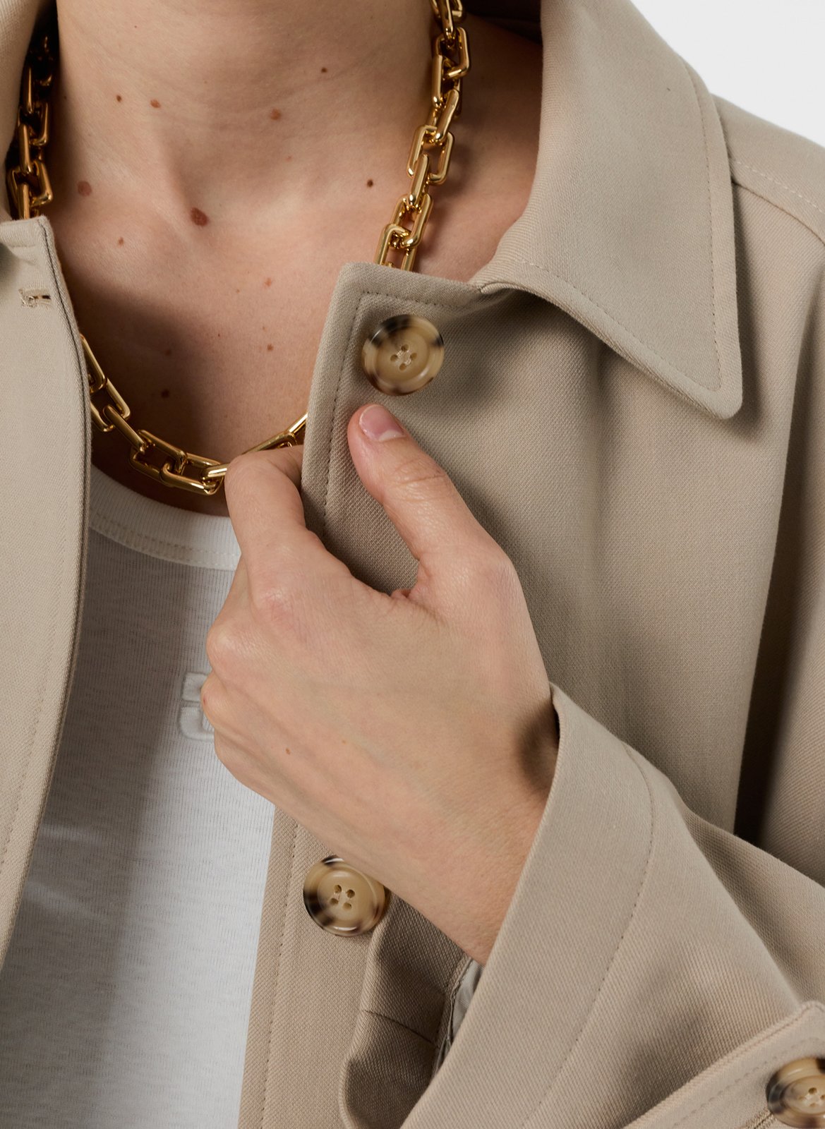 Trench mi-long droit uni en coton GERARD DAREL Beige